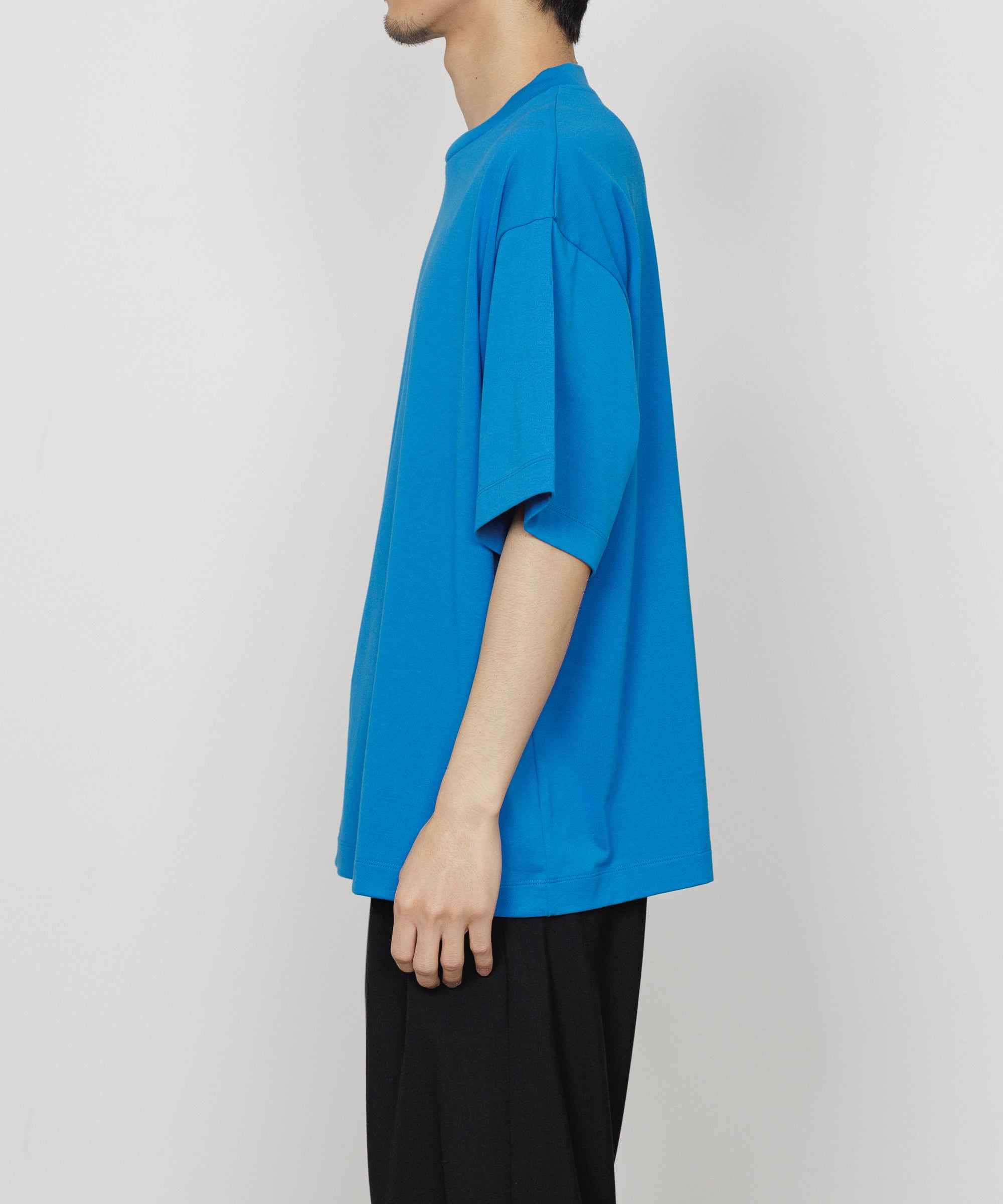 オーガニックペルーピマ60/2天竺 / モックネックTee, Blue