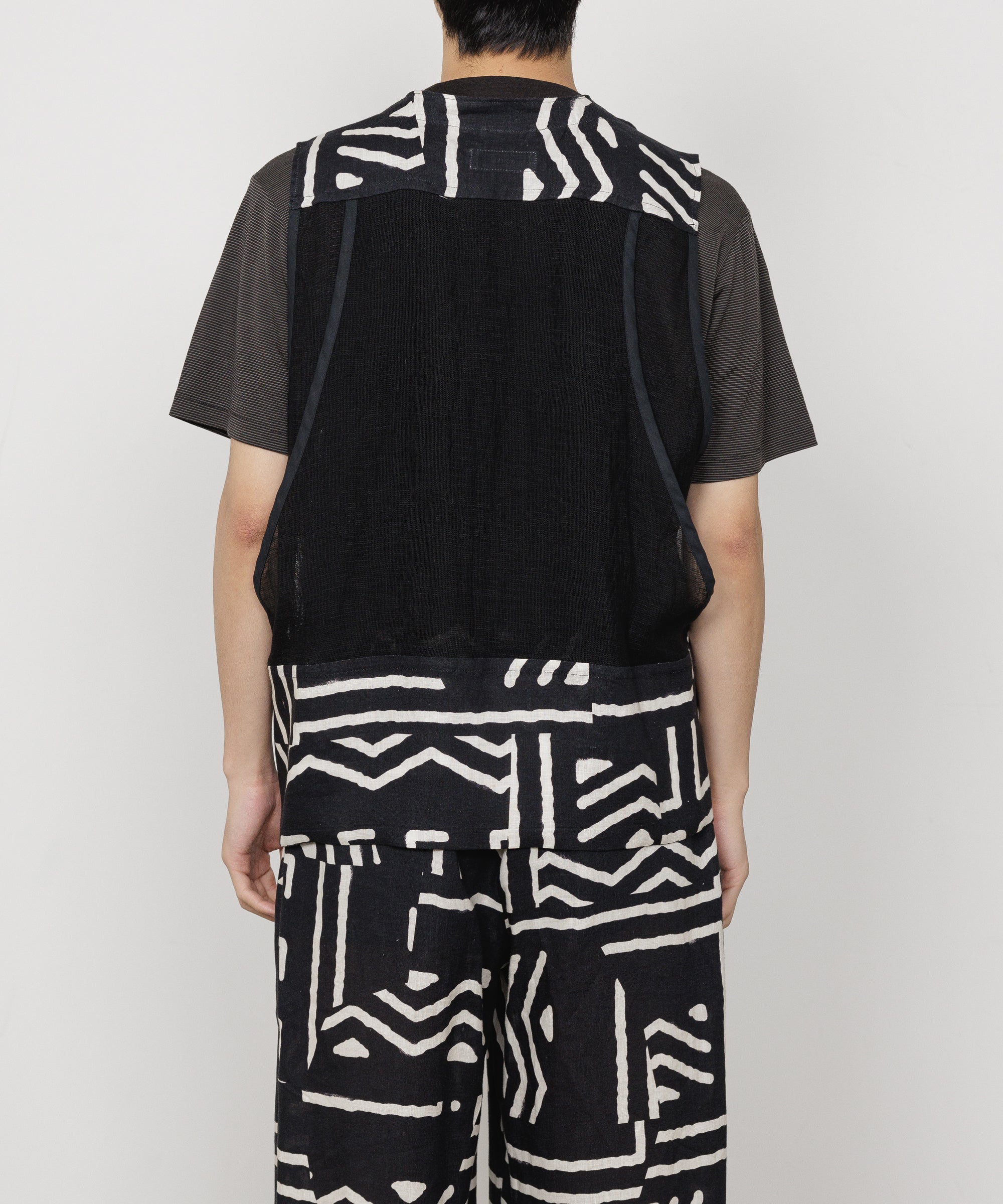 リネントロピカル / フィールドマンベスト, Black x Ivory