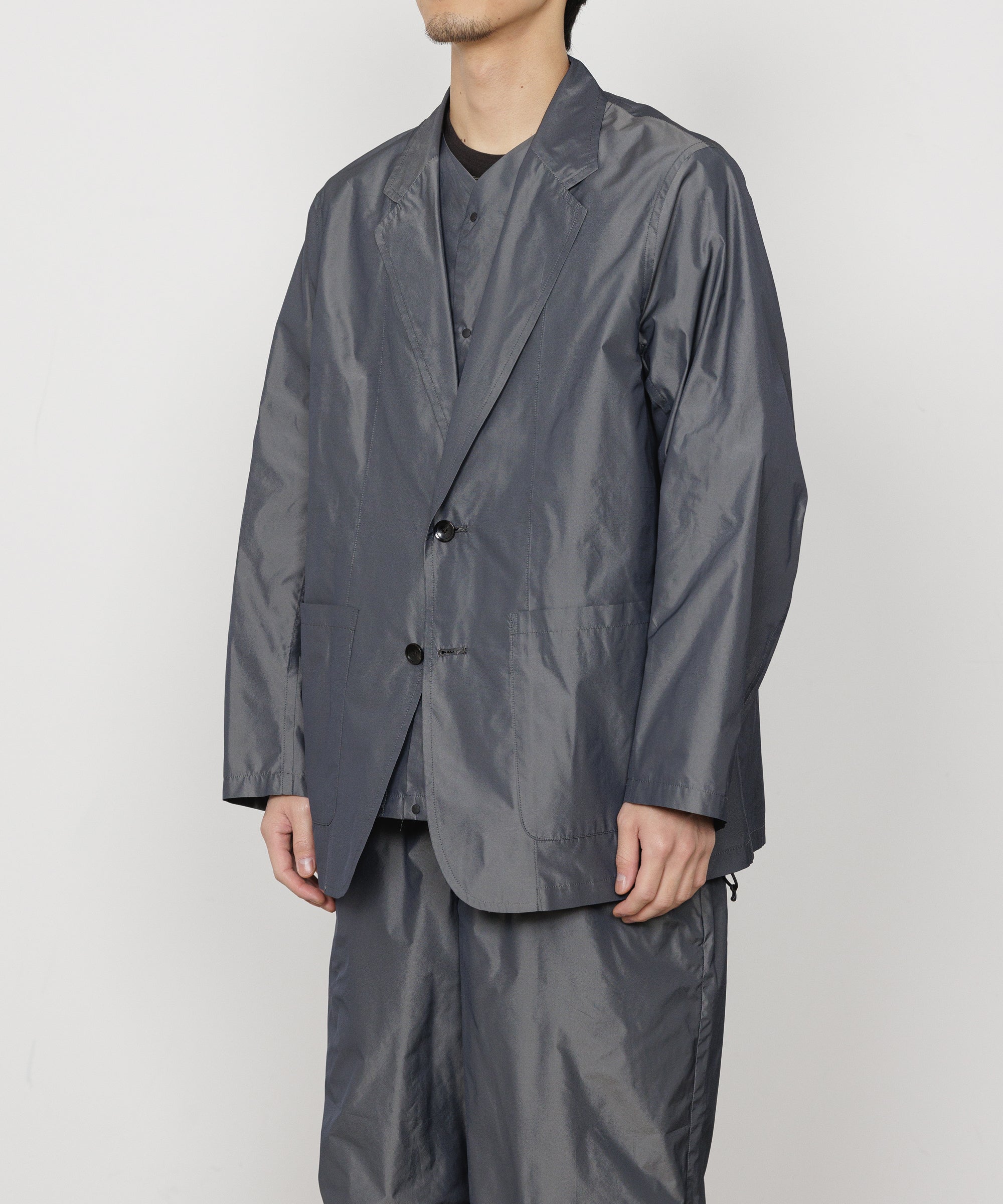 リサイクルポリエステル×シルクタフタ / ストロールアラウンドジャケット, M Gray