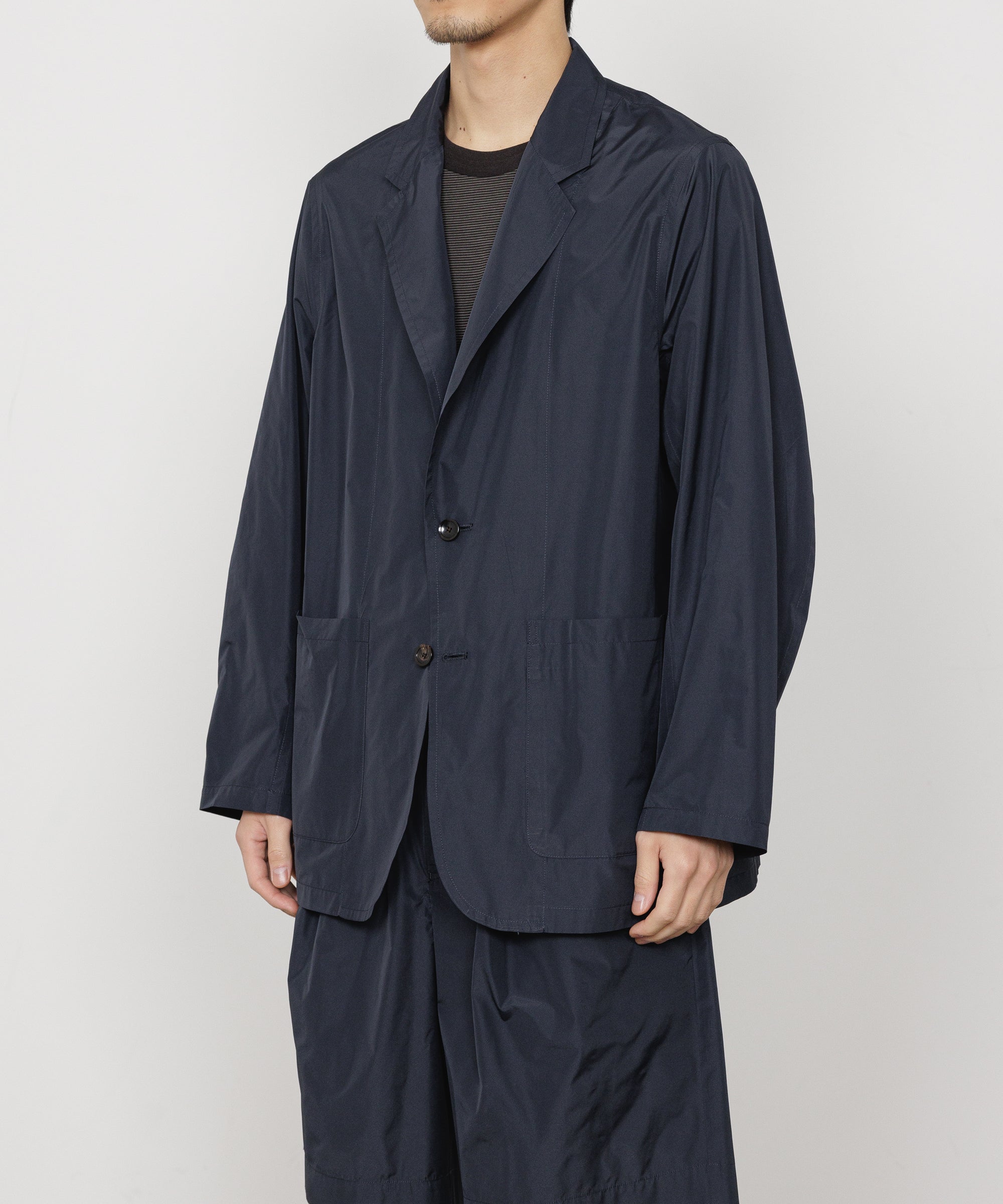 リサイクルポリエステル×シルクタフタ / ストロールアラウンドジャケット, Navy