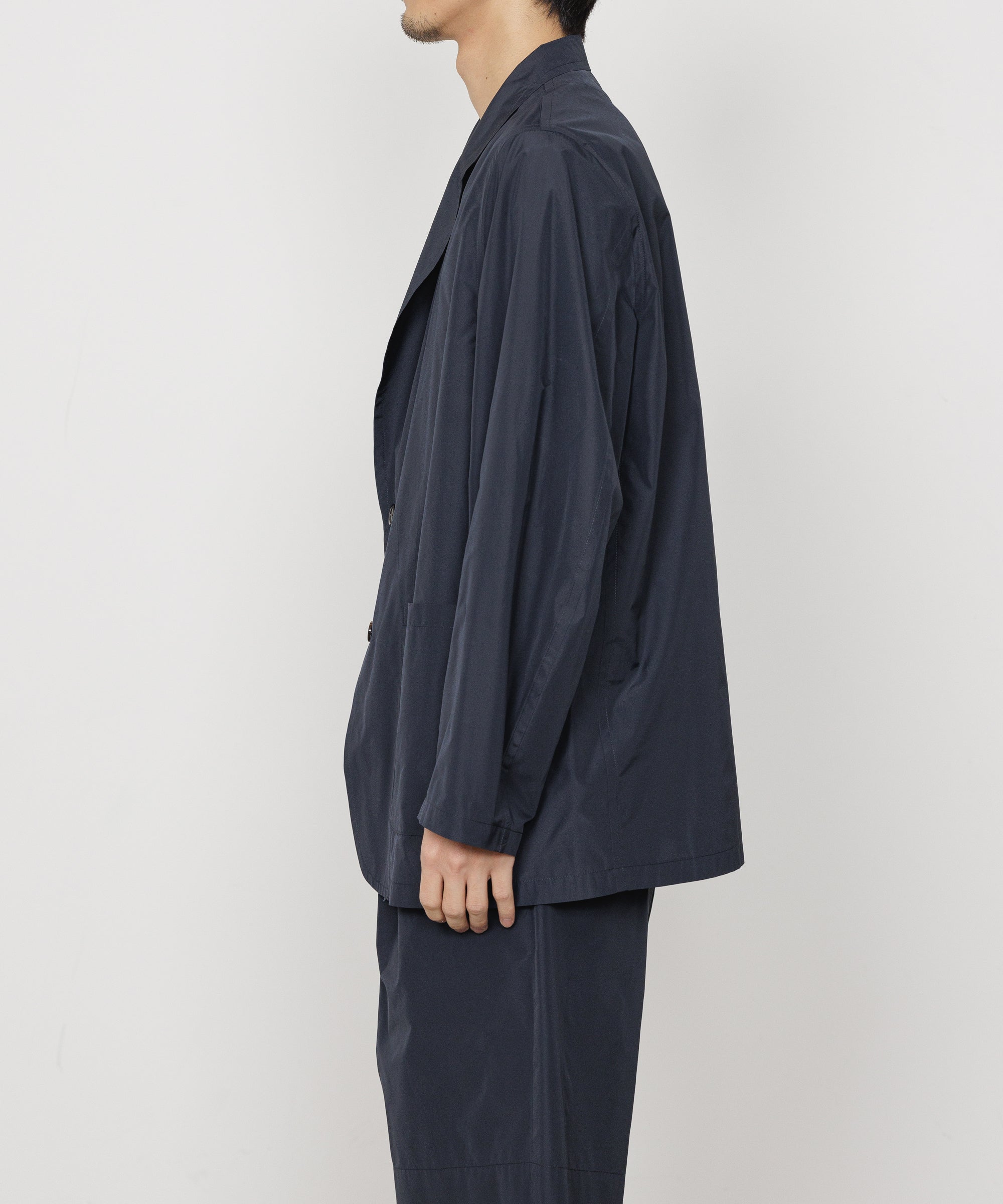 リサイクルポリエステル×シルクタフタ / ストロールアラウンドジャケット, Navy