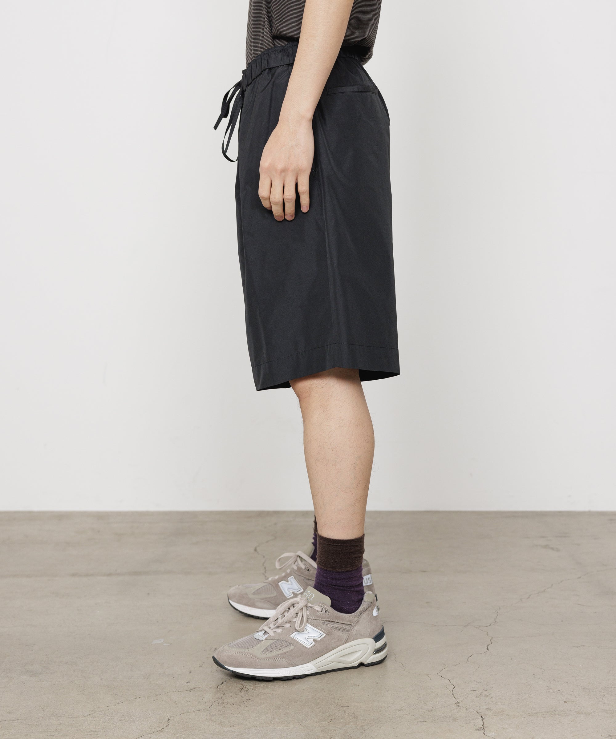 リサイクルポリエステル×シルクタフタ / ワイドショーツ, Black