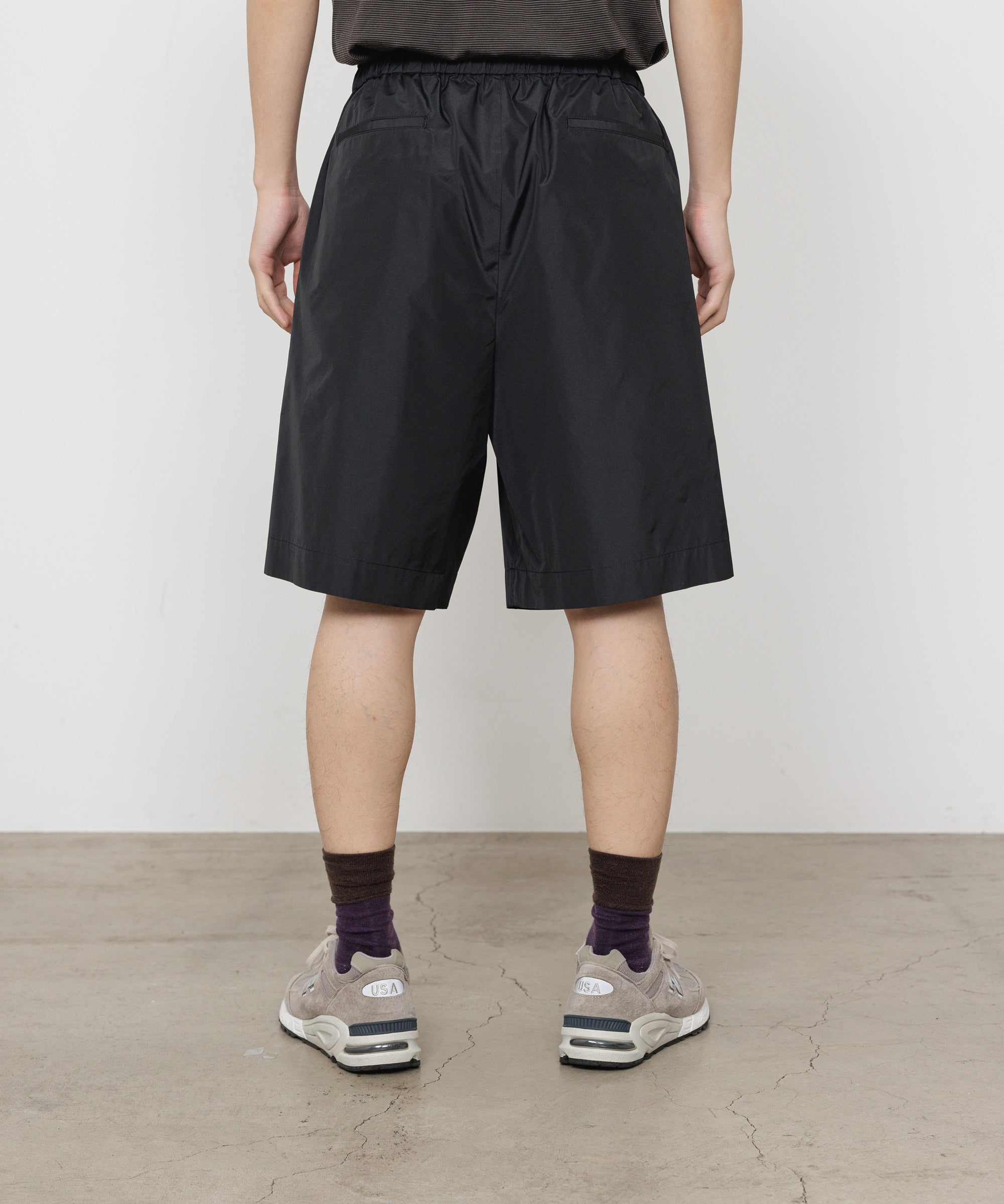 リサイクルポリエステル×シルクタフタ / ワイドショーツ, Black