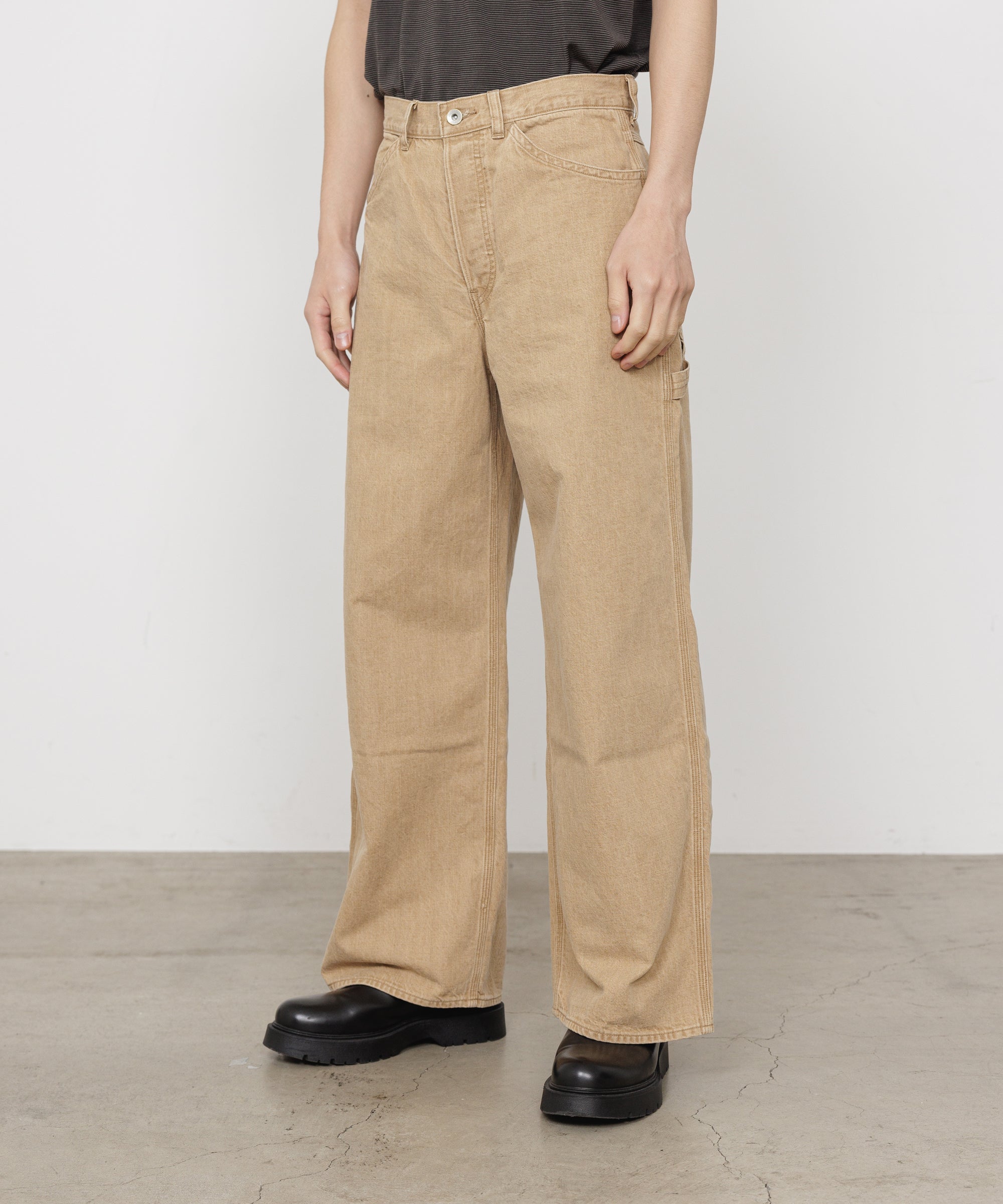 オーガニックコットン10ozデニム / ワイドペインターパンツ, Beige