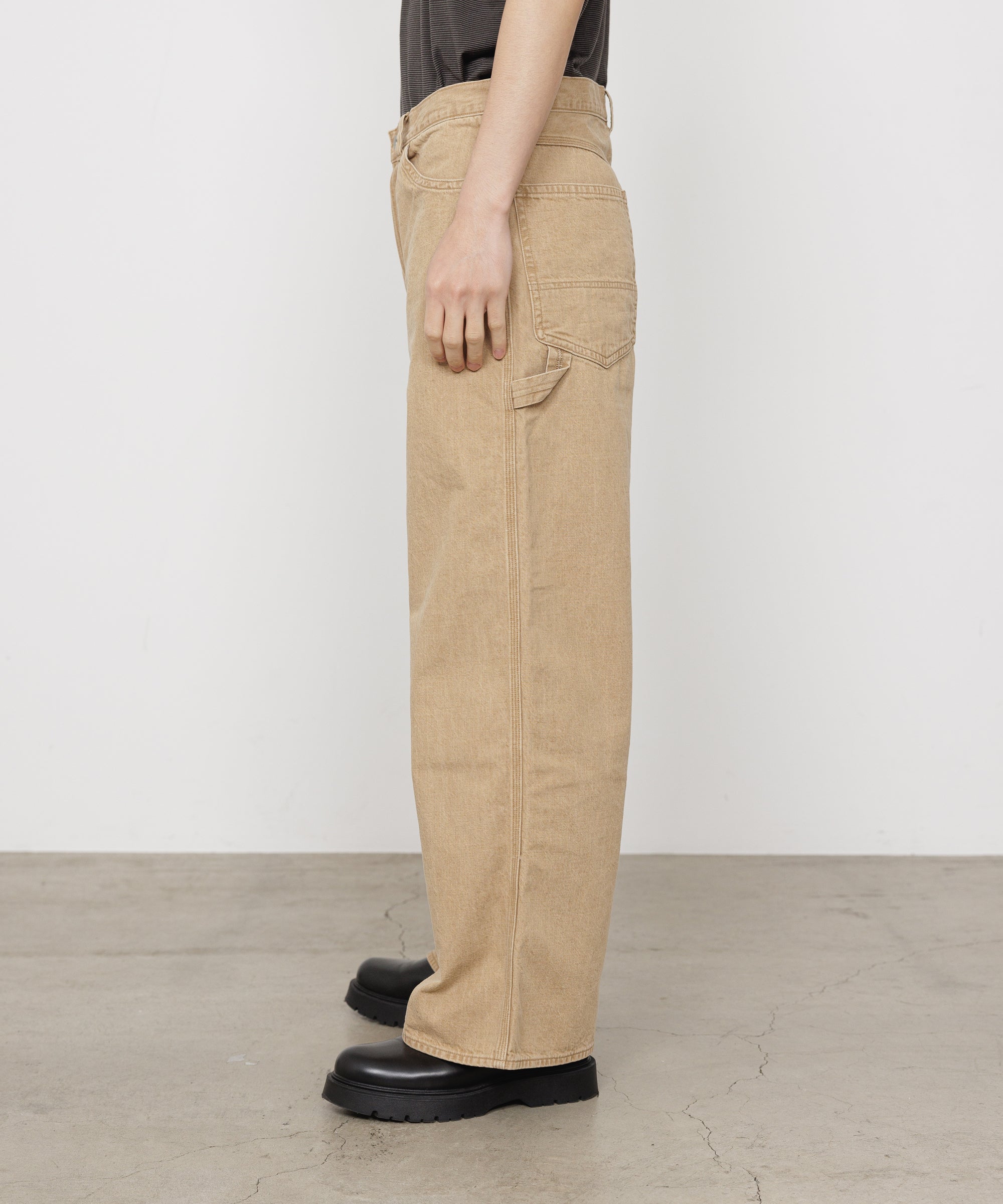 オーガニックコットン10ozデニム / ワイドペインターパンツ, Beige