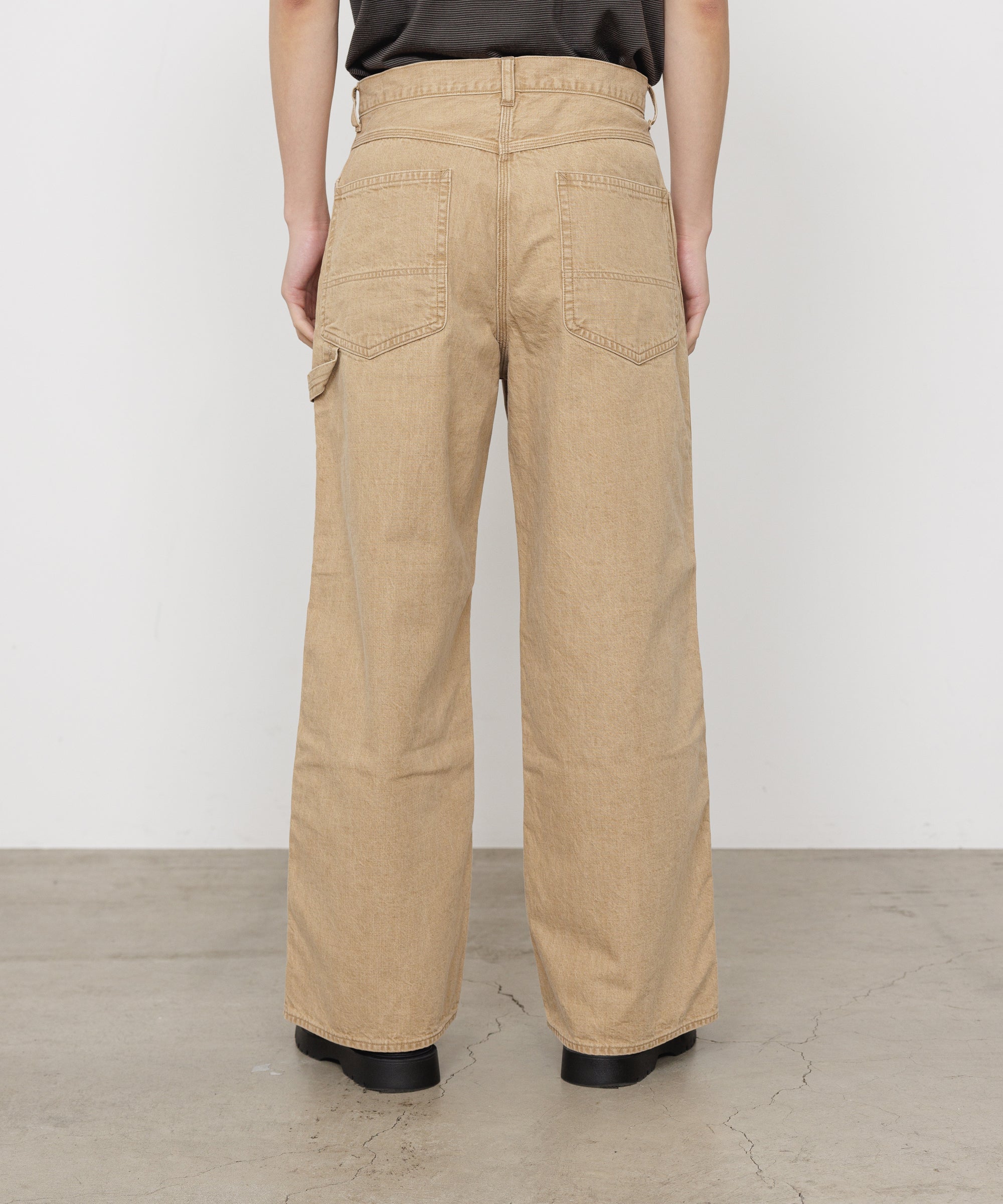 オーガニックコットン10ozデニム / ワイドペインターパンツ, Beige