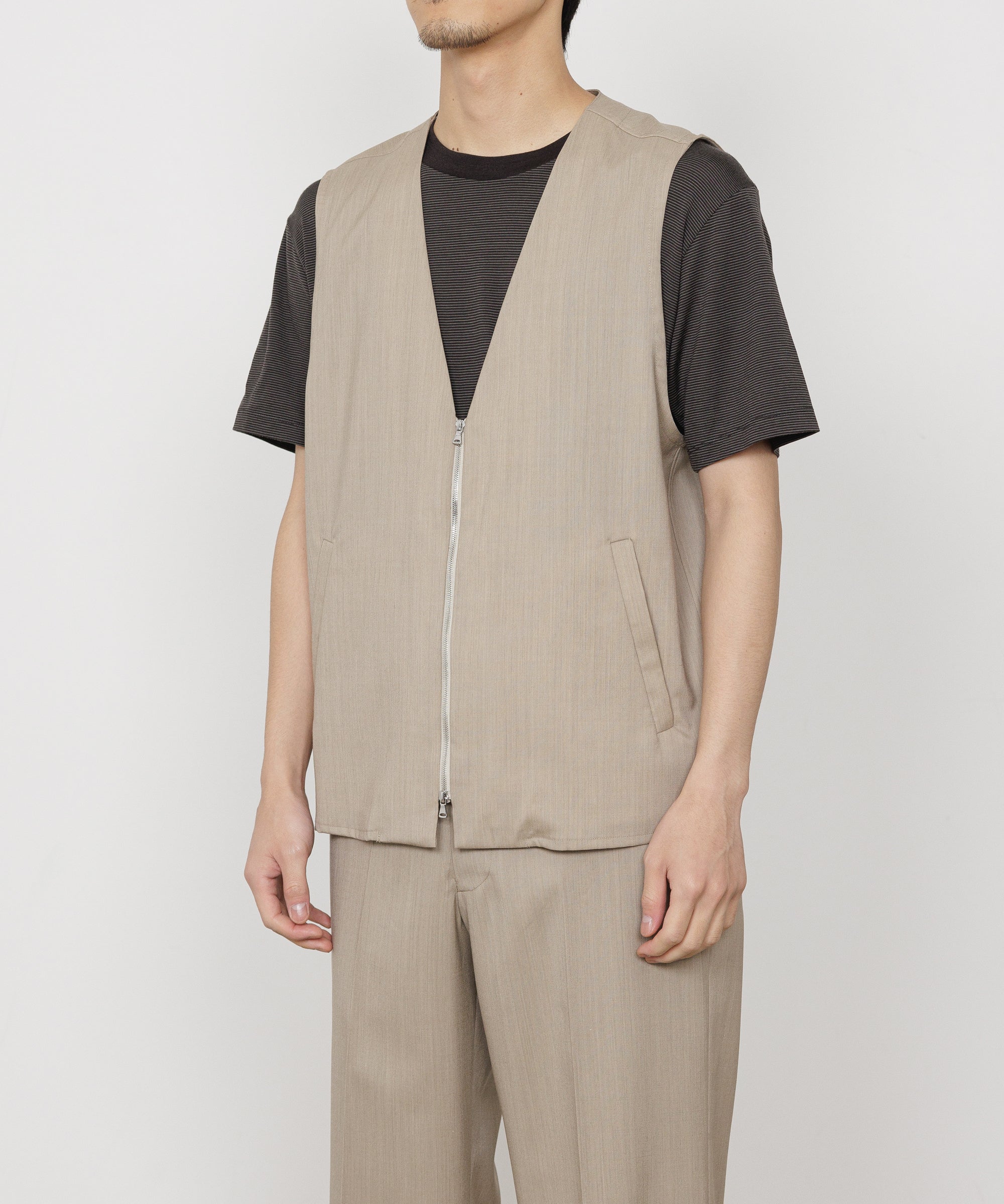 ウールトロピカルメランジ / ジップベスト, Beige