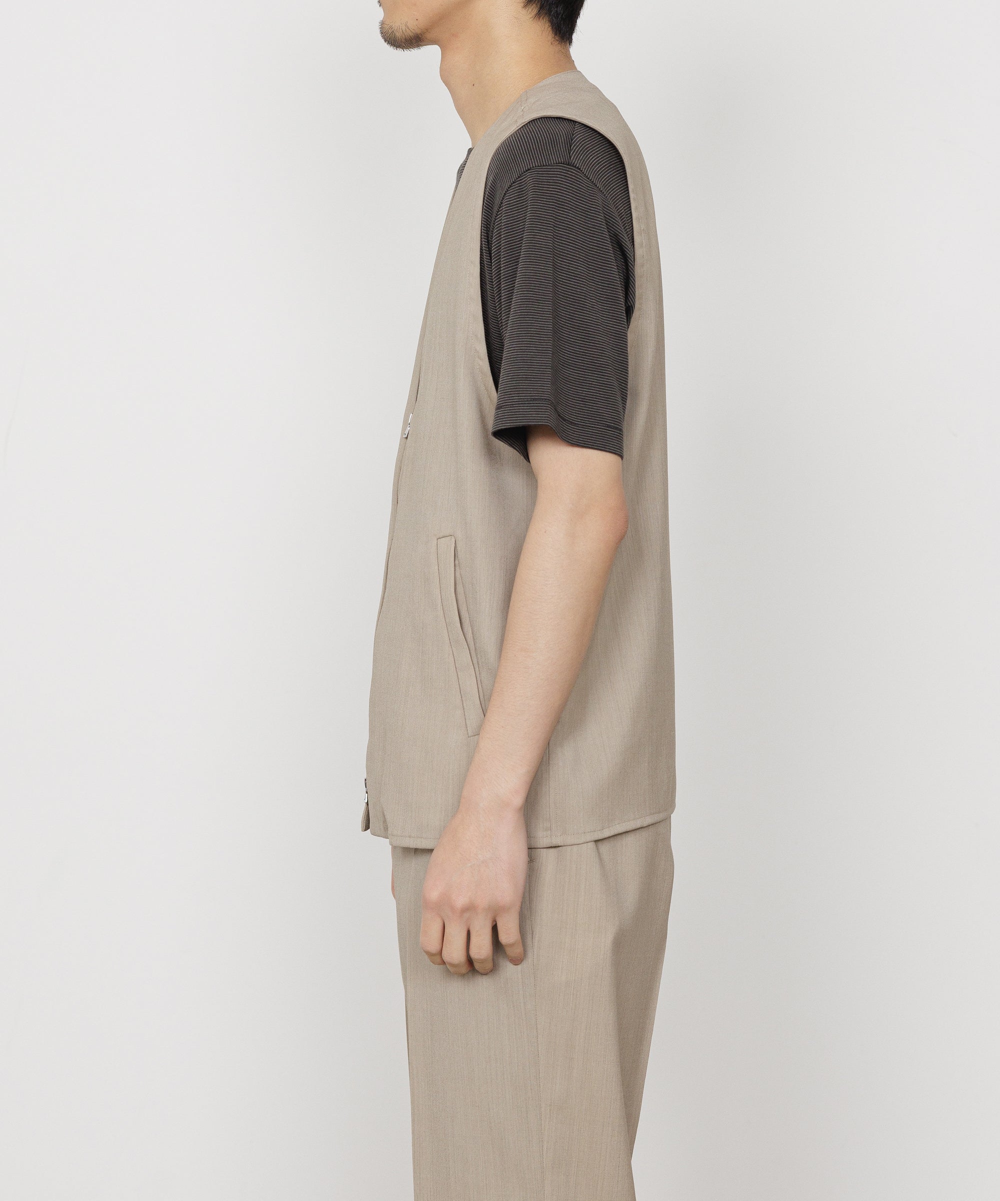 ウールトロピカルメランジ / ジップベスト, Beige