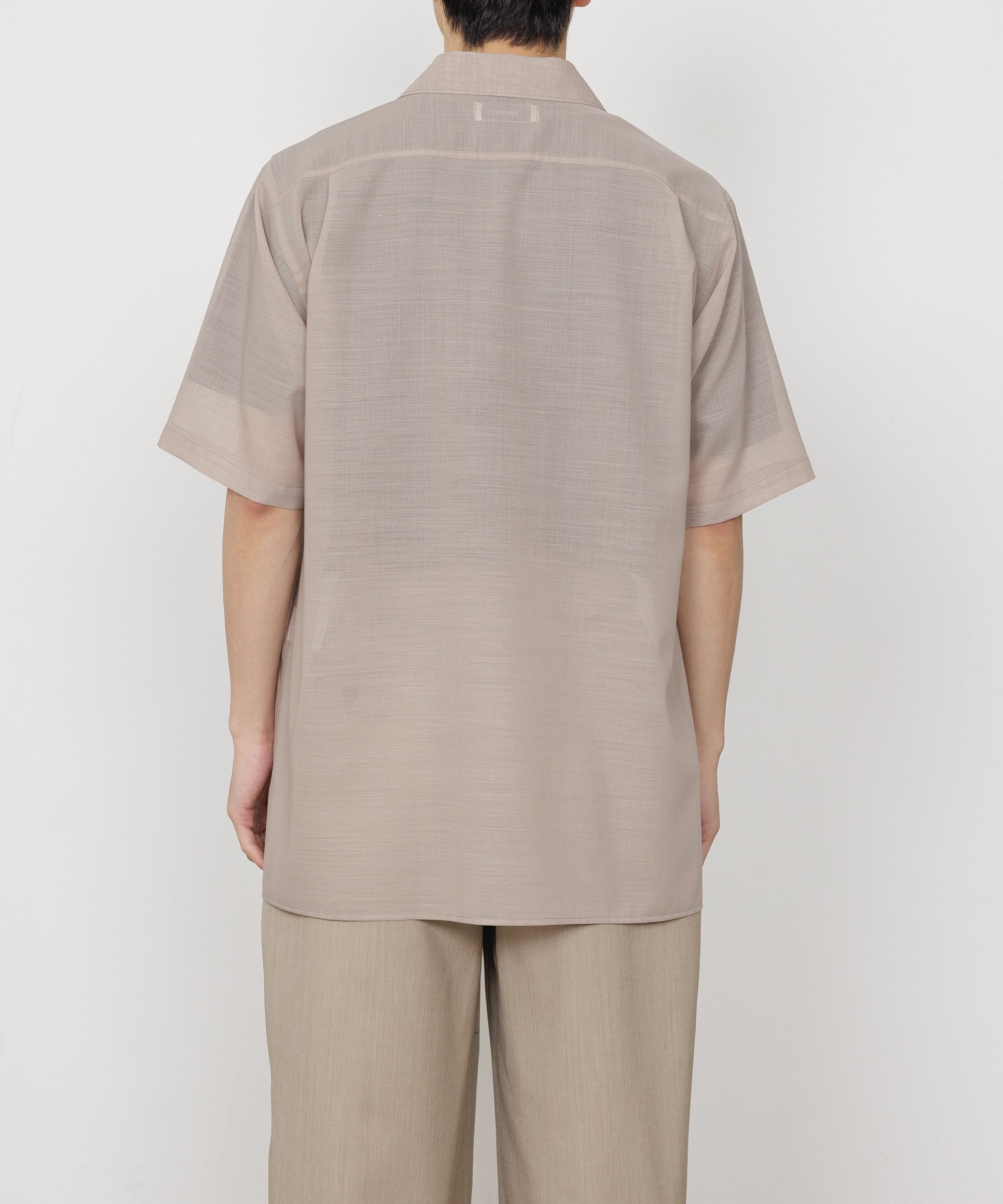 ウールリサイクルポリエステルトロピカル / エンブロイダリースキッパーS/Sシャツ, Beige