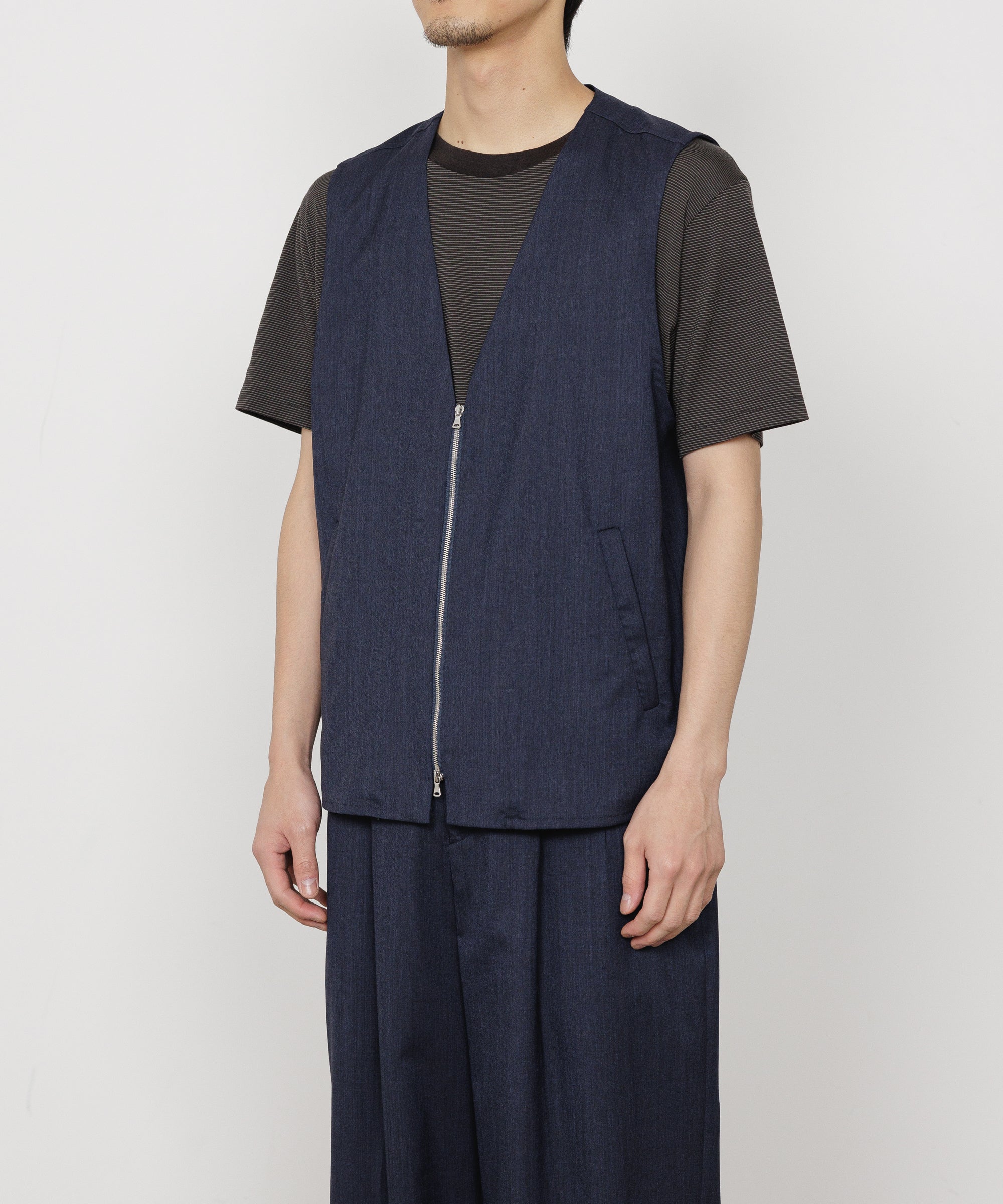 ウールトロピカルメランジ / ジップベスト, Dark Navy