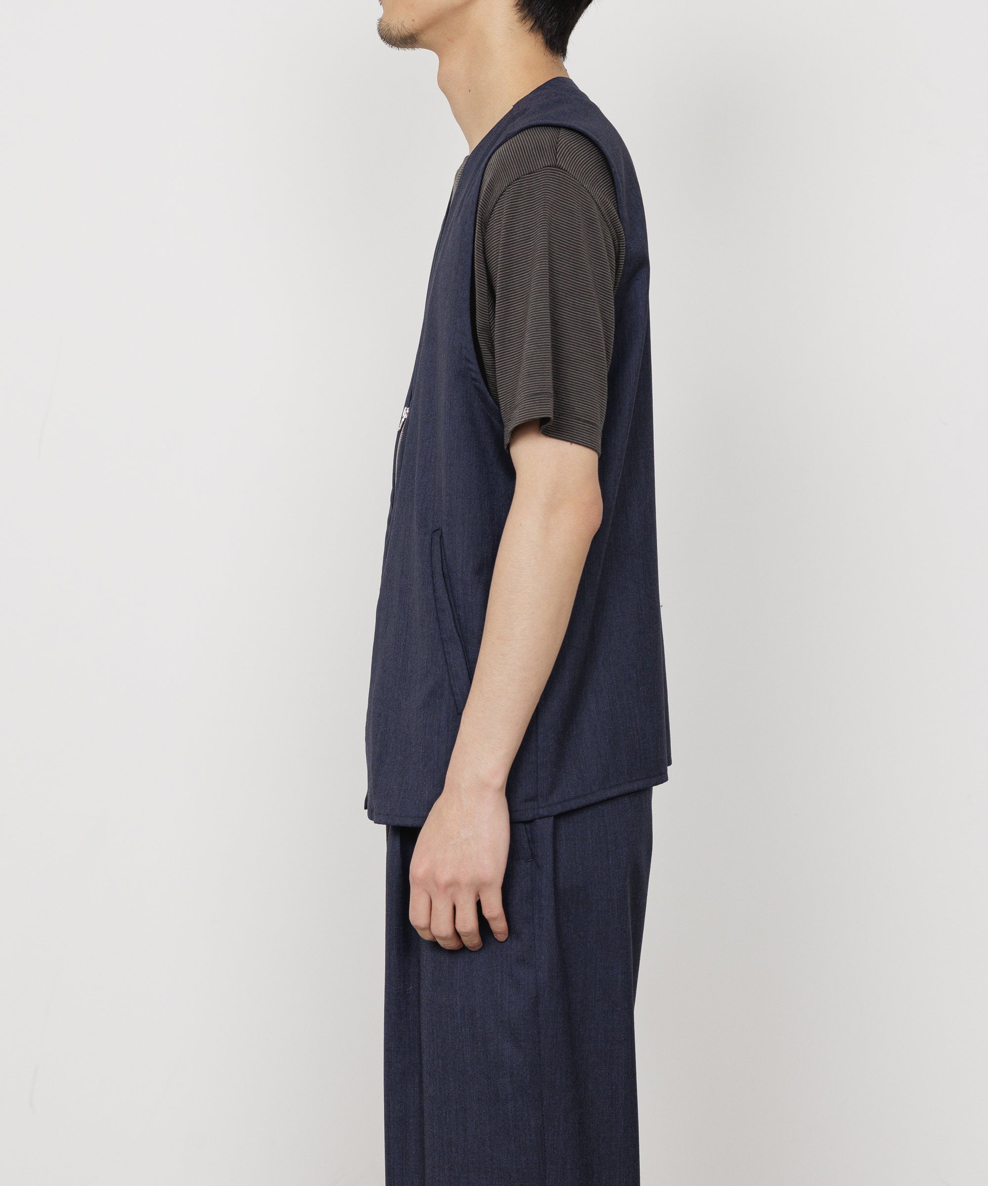 ウールトロピカルメランジ / ジップベスト, Dark Navy