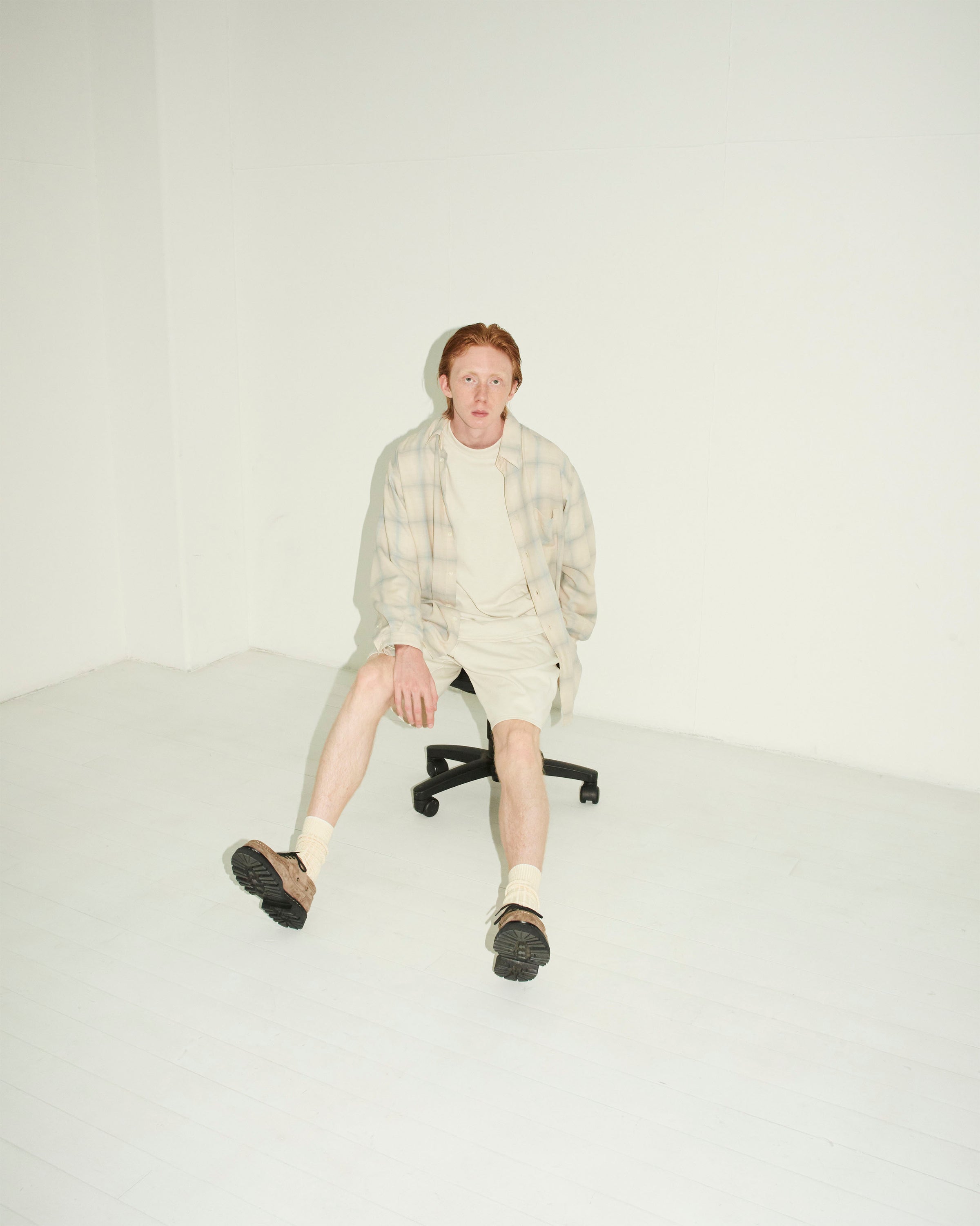 リサイクルスビンオーガニックコットン度詰め天竺 / イージーショーツ, Off White