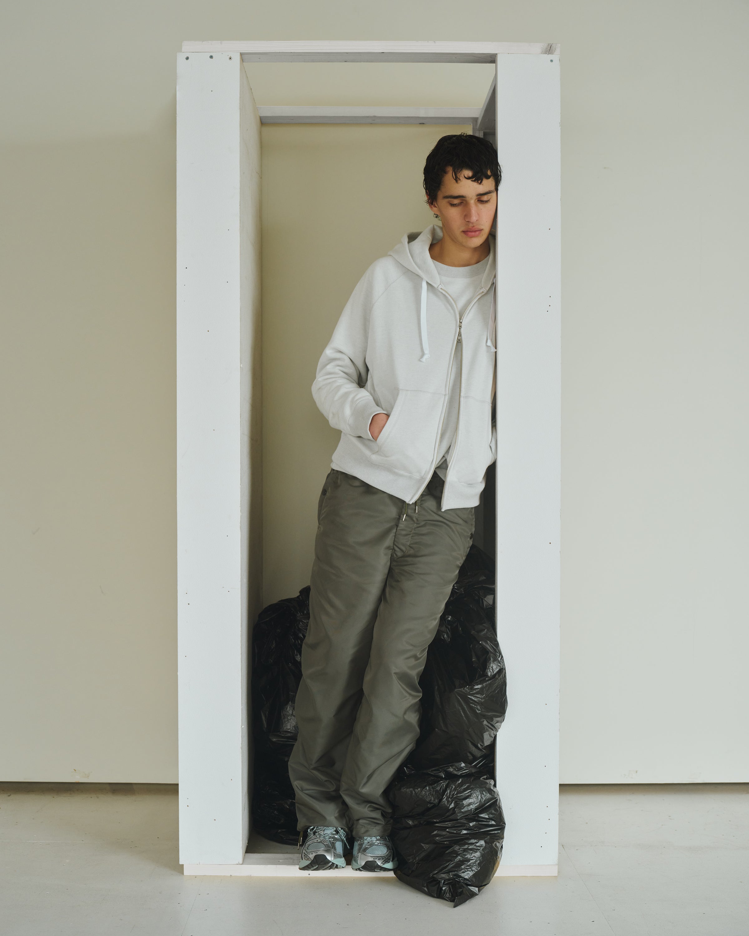 リサイクルスビンオーガニックコットン裏毛 / ラグランクルーネック, Heather Gray