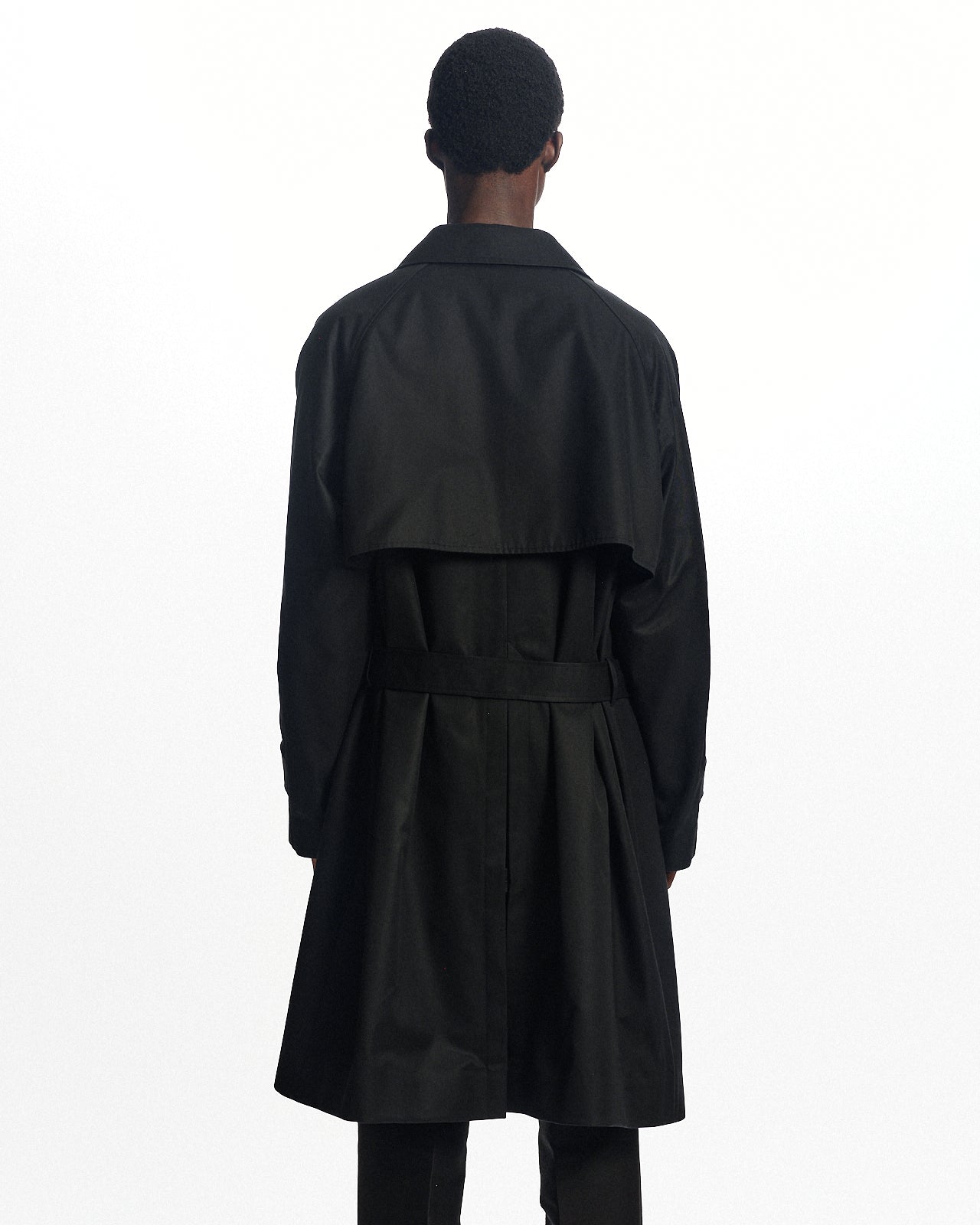 オーガニックGIZAギャバジン / フライフロントトレンチコート, Black
