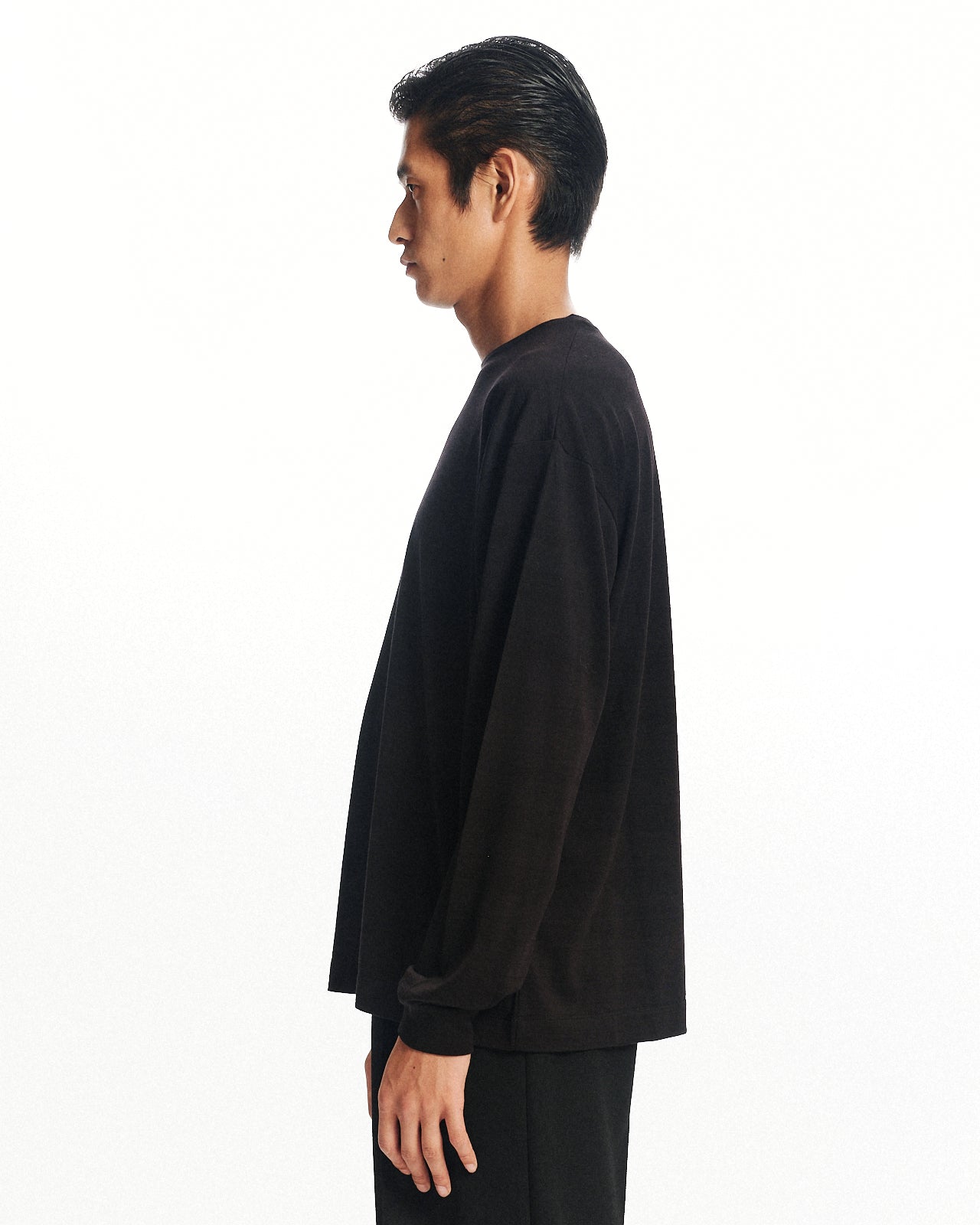 スーパー160sウール防縮天竺 / ロングスリーブTシャツ, Black