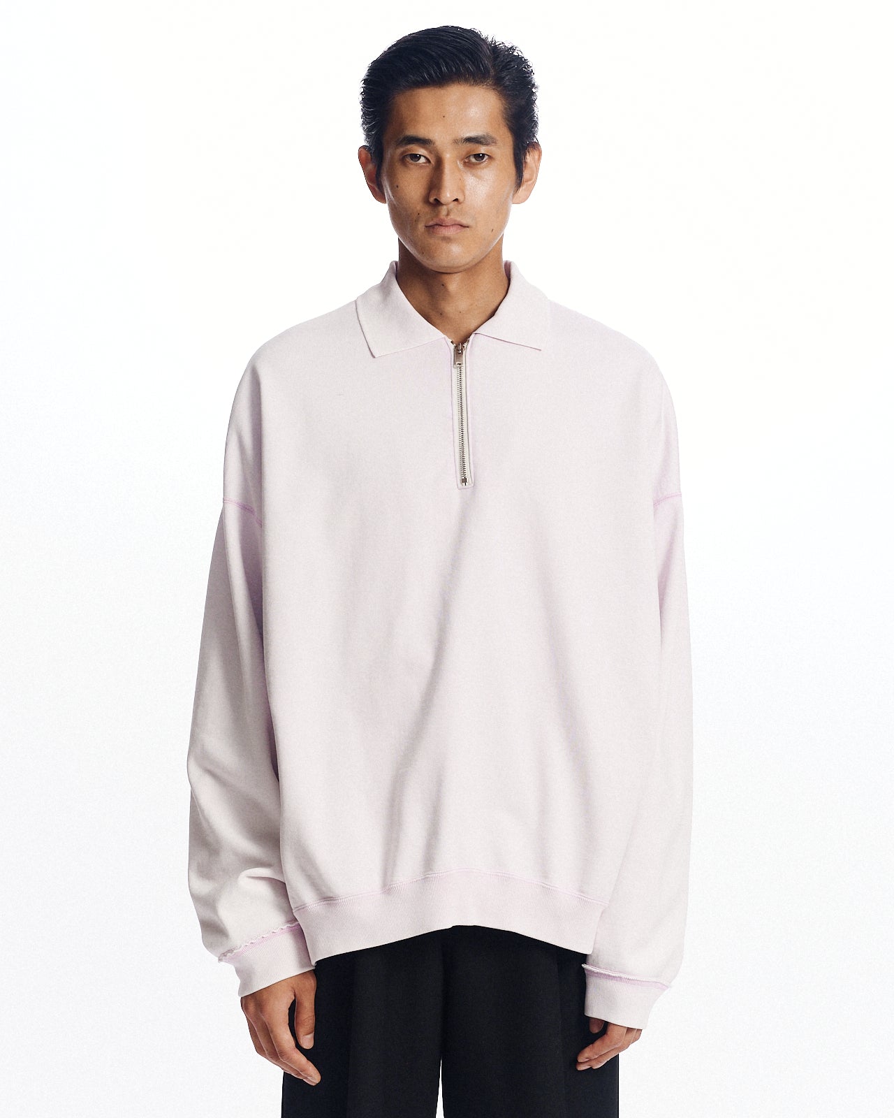 オーガニックコットンヘビー吊裏毛 / ハーフジップポロヒュージスウェット, Lavender
