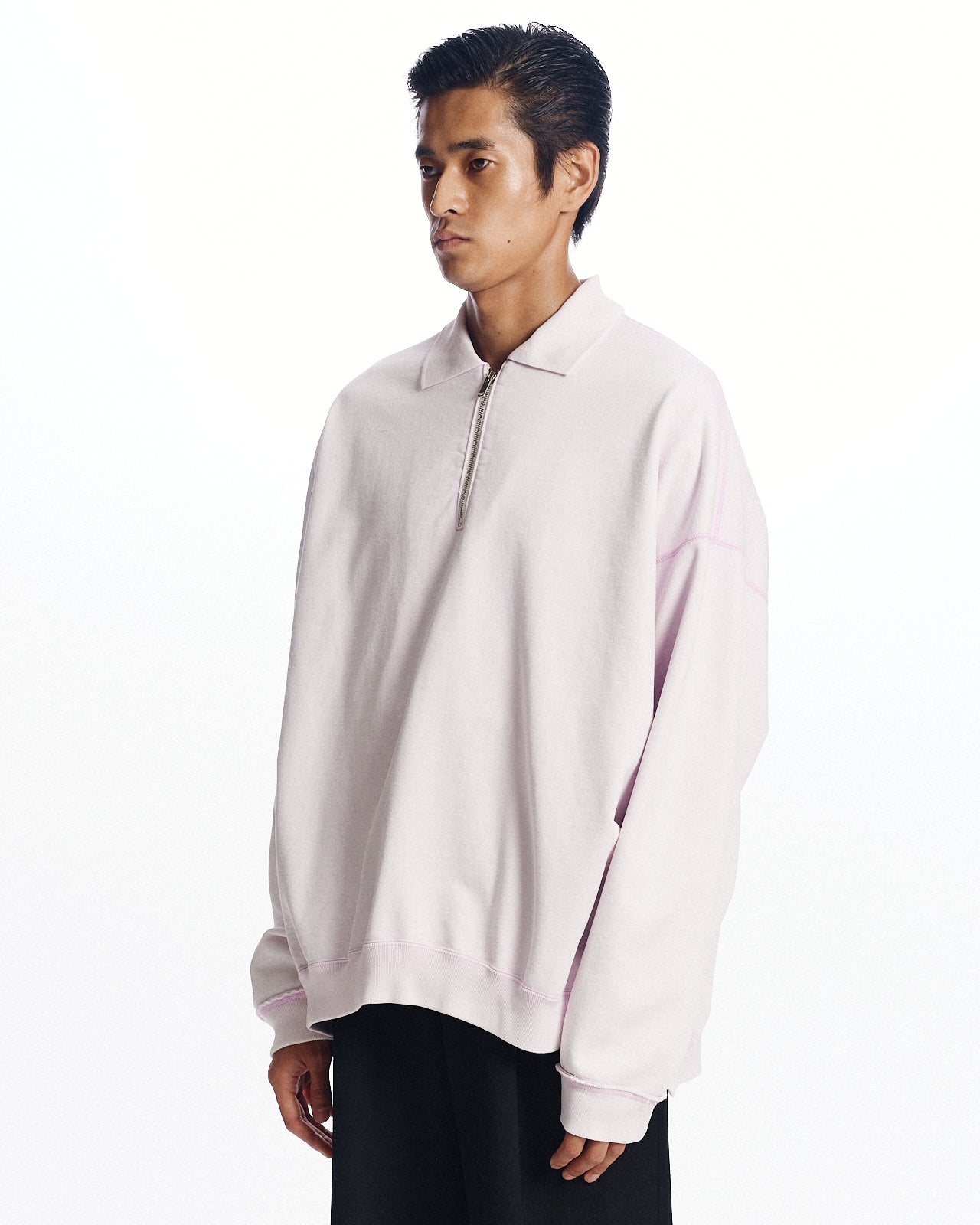 オーガニックコットンヘビー吊裏毛 / ハーフジップポロヒュージスウェット, Lavender