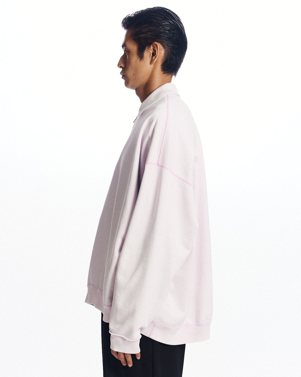 オーガニックコットンヘビー吊裏毛 / ハーフジップポロヒュージスウェット, Lavender