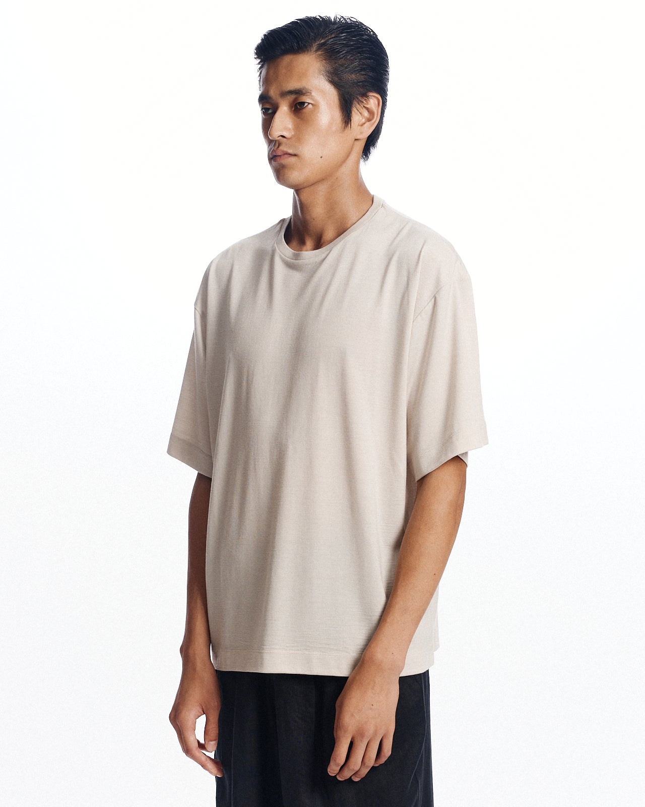 コットン×シルク×カシミヤ吊り天竺 / リラックスフィットTee S/S, Sand