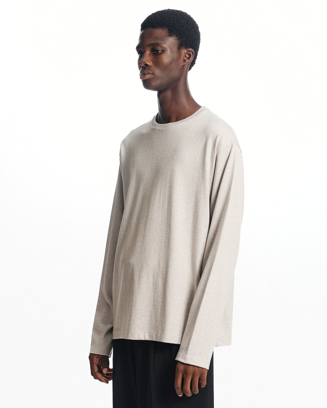 コットン×シルク×カシミヤ吊り天竺 / リラックスフィットTee L/S, Sand