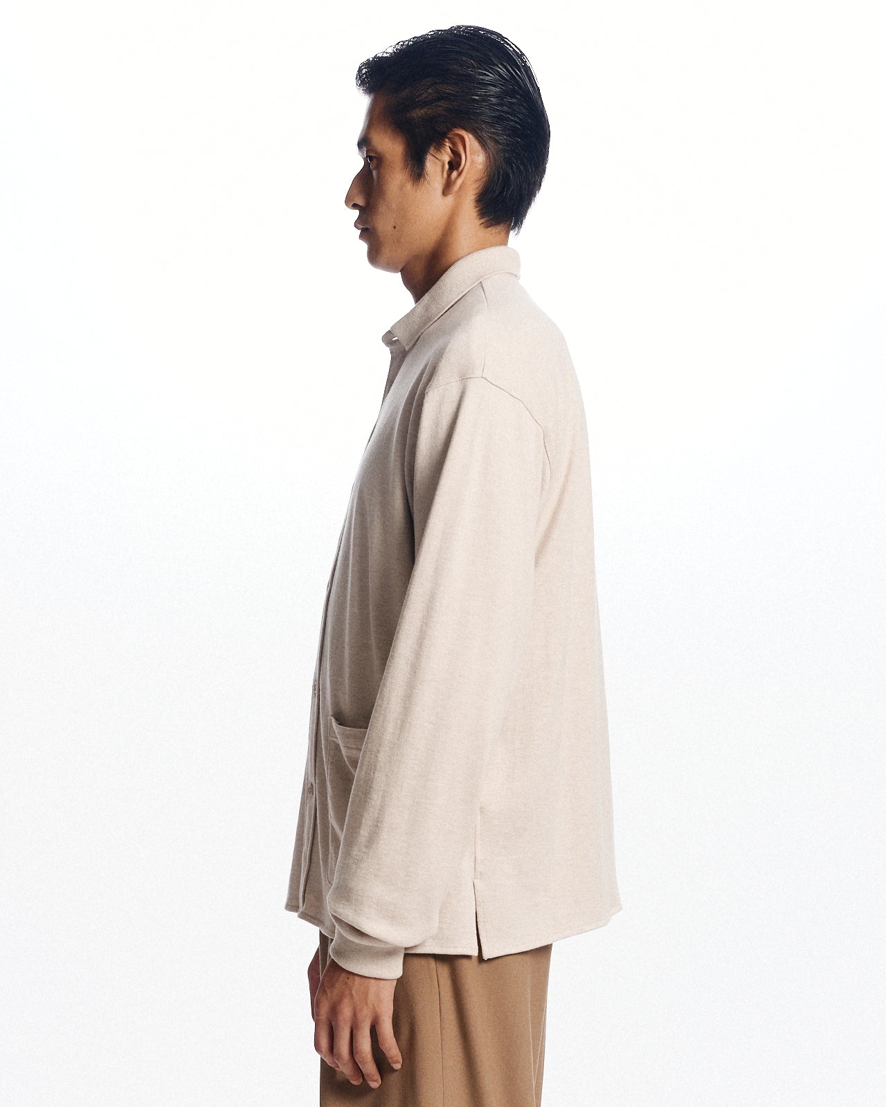 コットン×シルク×カシミヤ吊り天竺 / ポロカラーシャツ, Sand