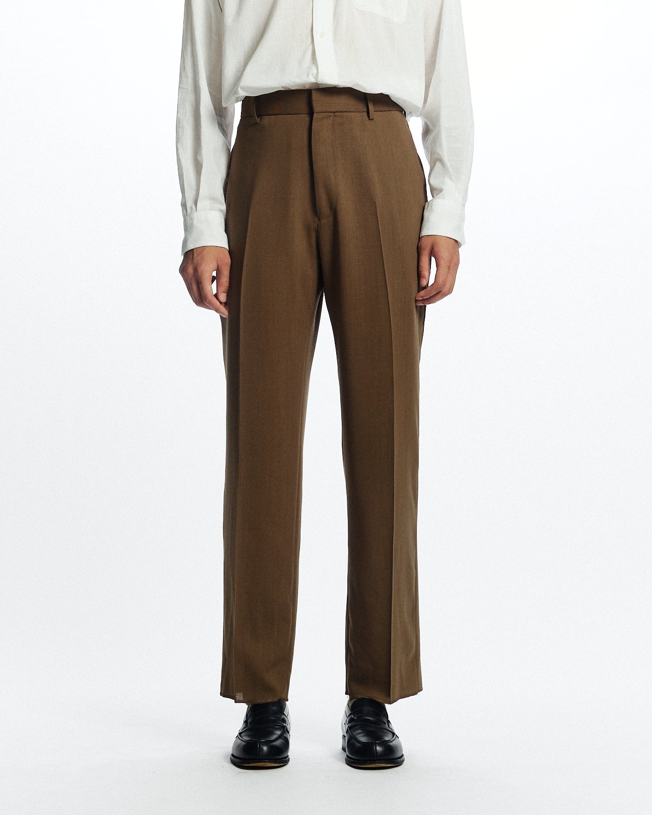 オーガニックウールライトサージ / フラットテーパードトラウザーズ, Greige