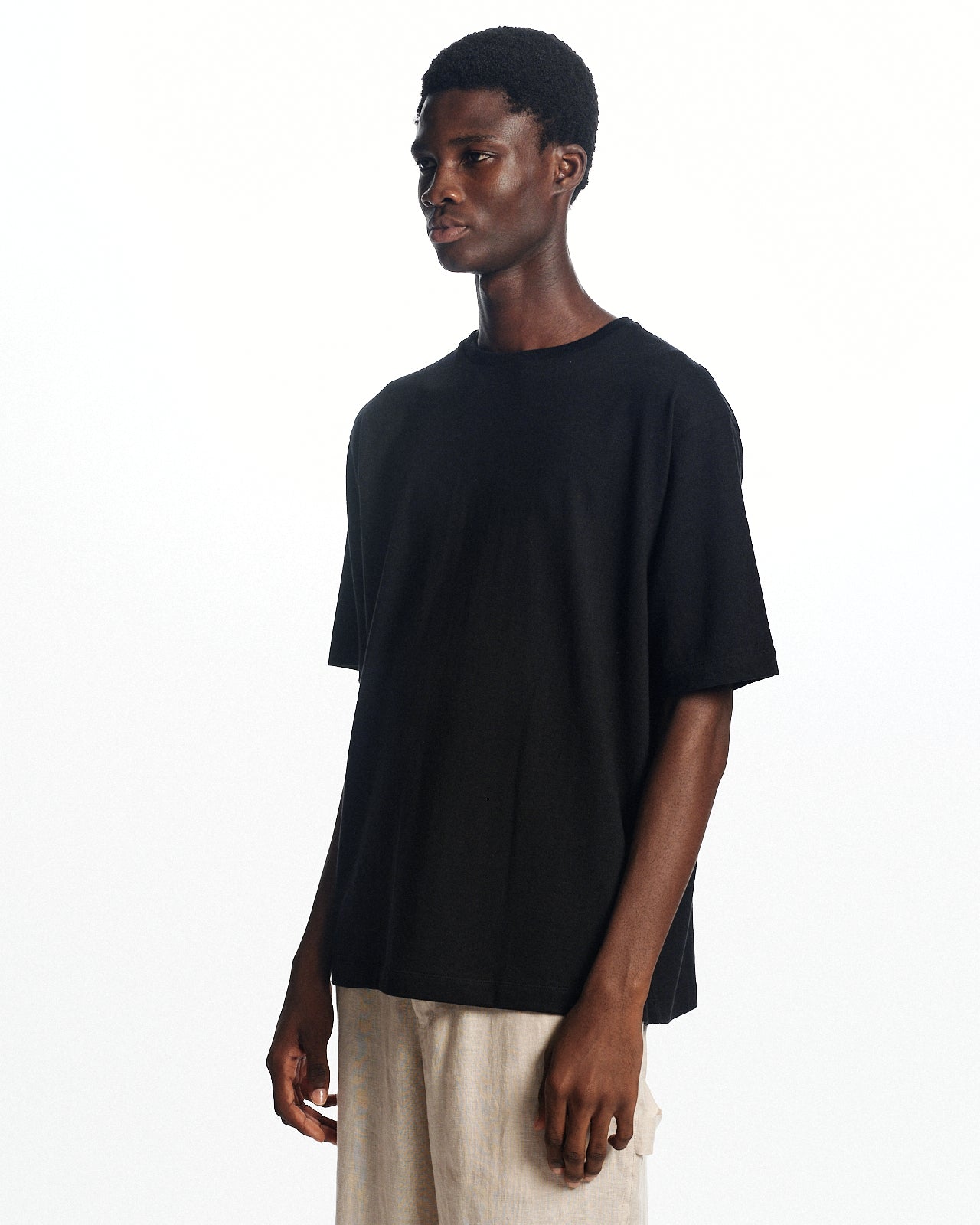 コットン×シルク×カシミヤ吊り天竺 / リラックスフィットTee S/S, Black