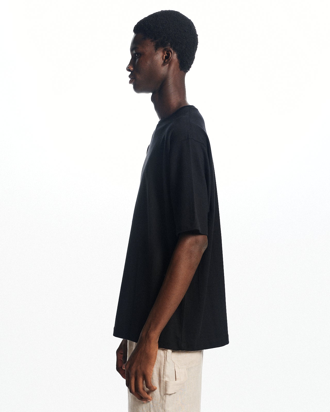 コットン×シルク×カシミヤ吊り天竺 / リラックスフィットTee S/S, Black