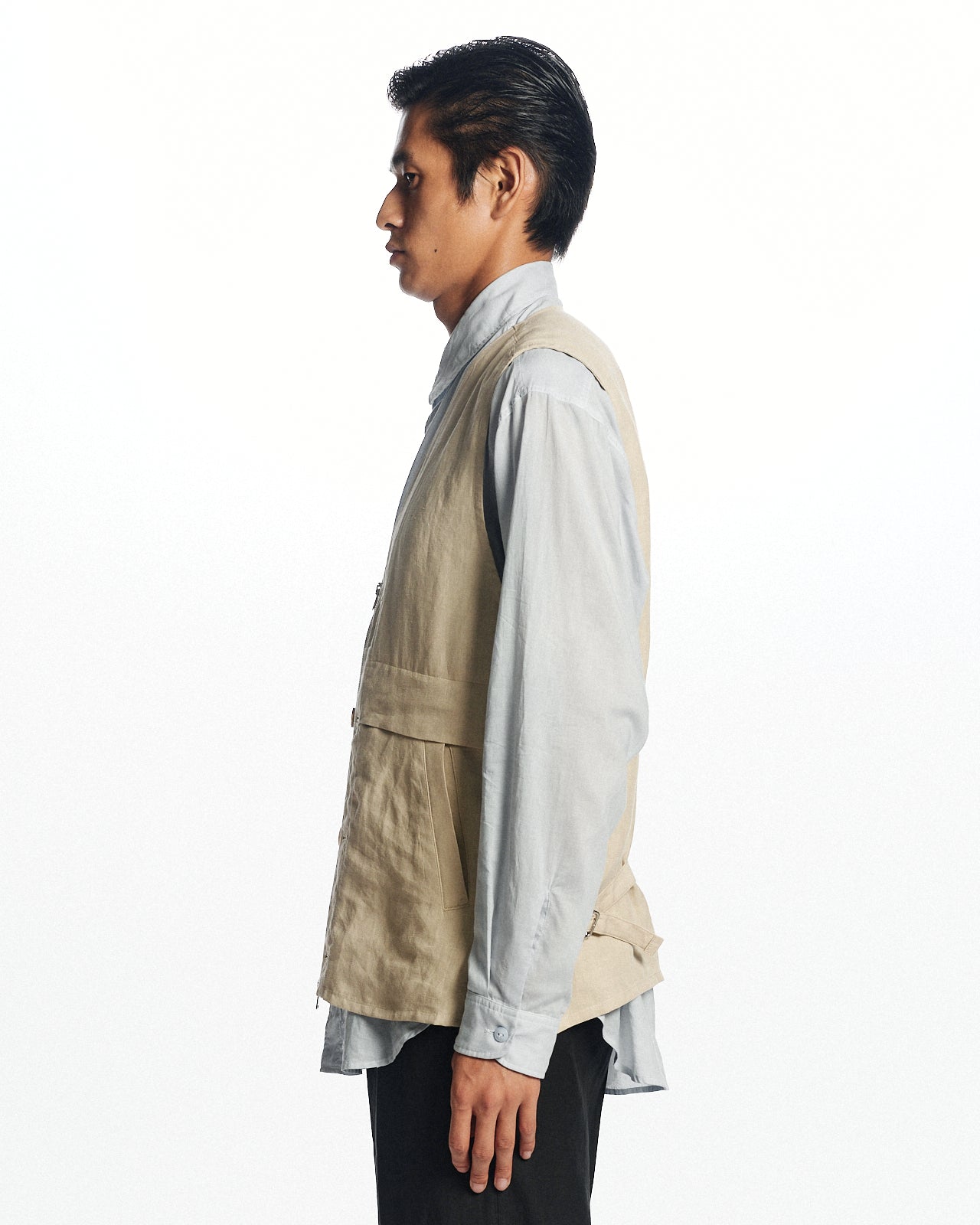 80/1ヘンプタイプライター / ウェストコート, Beige