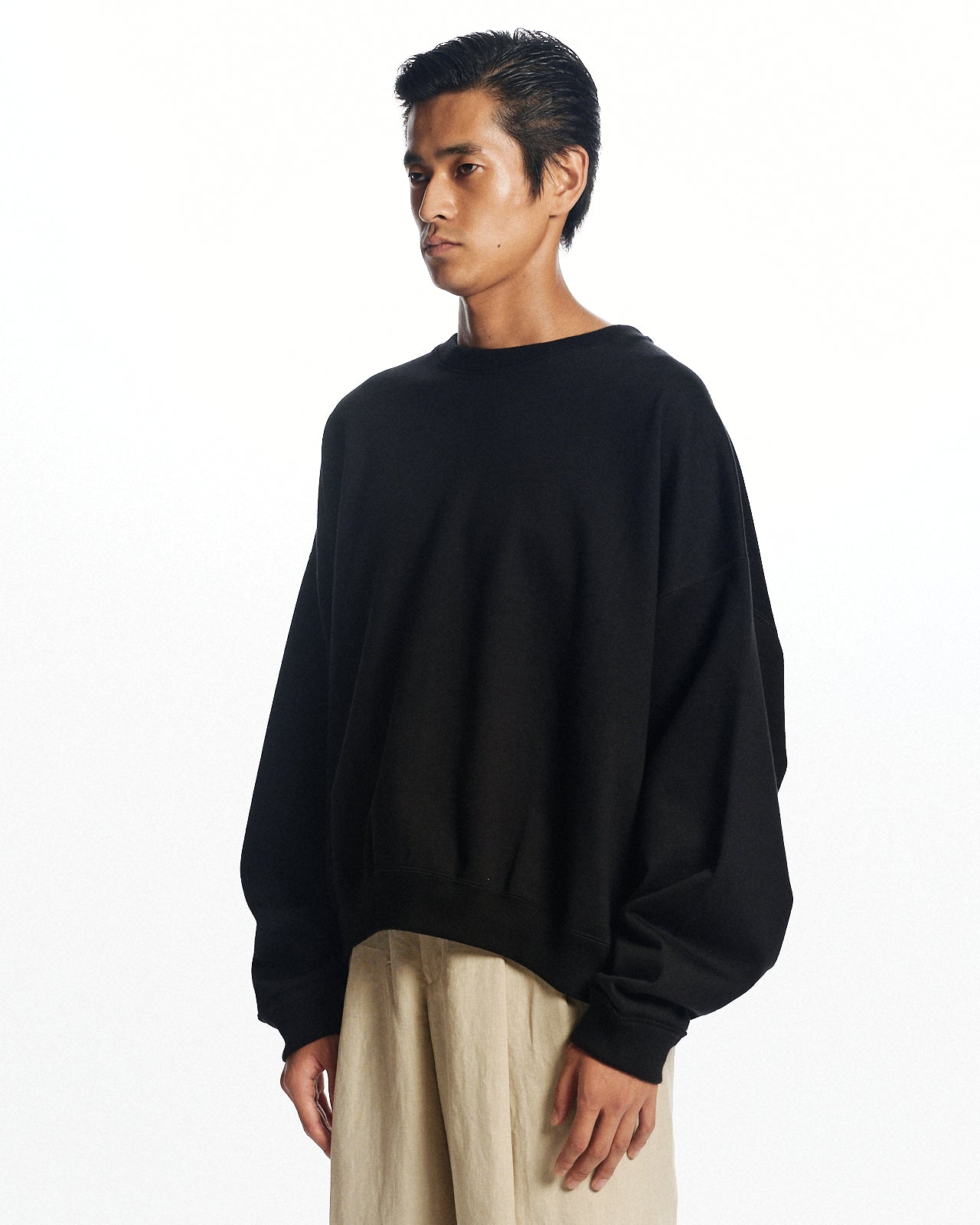 オーガニックコットンヘビー吊裏毛 / ヒュージスウェットショート, Black