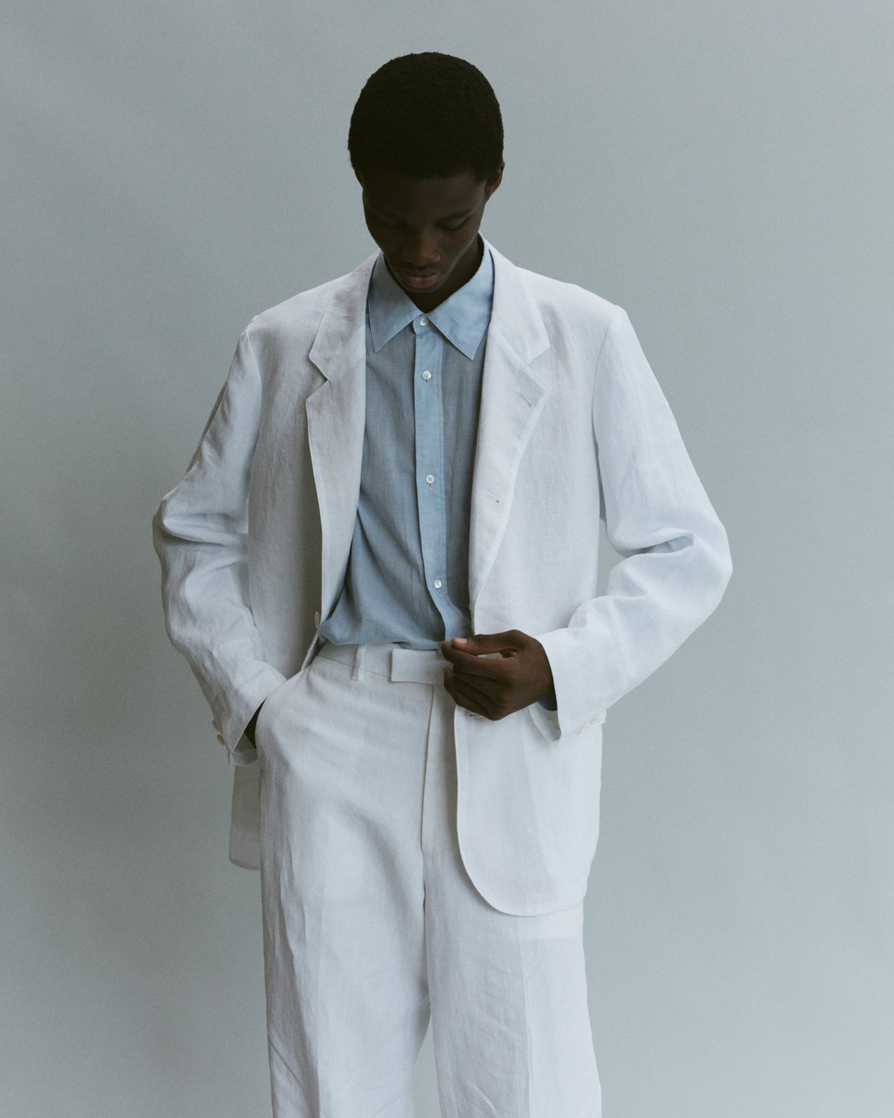 80/1ヘンプタイプライター / サックコート, White