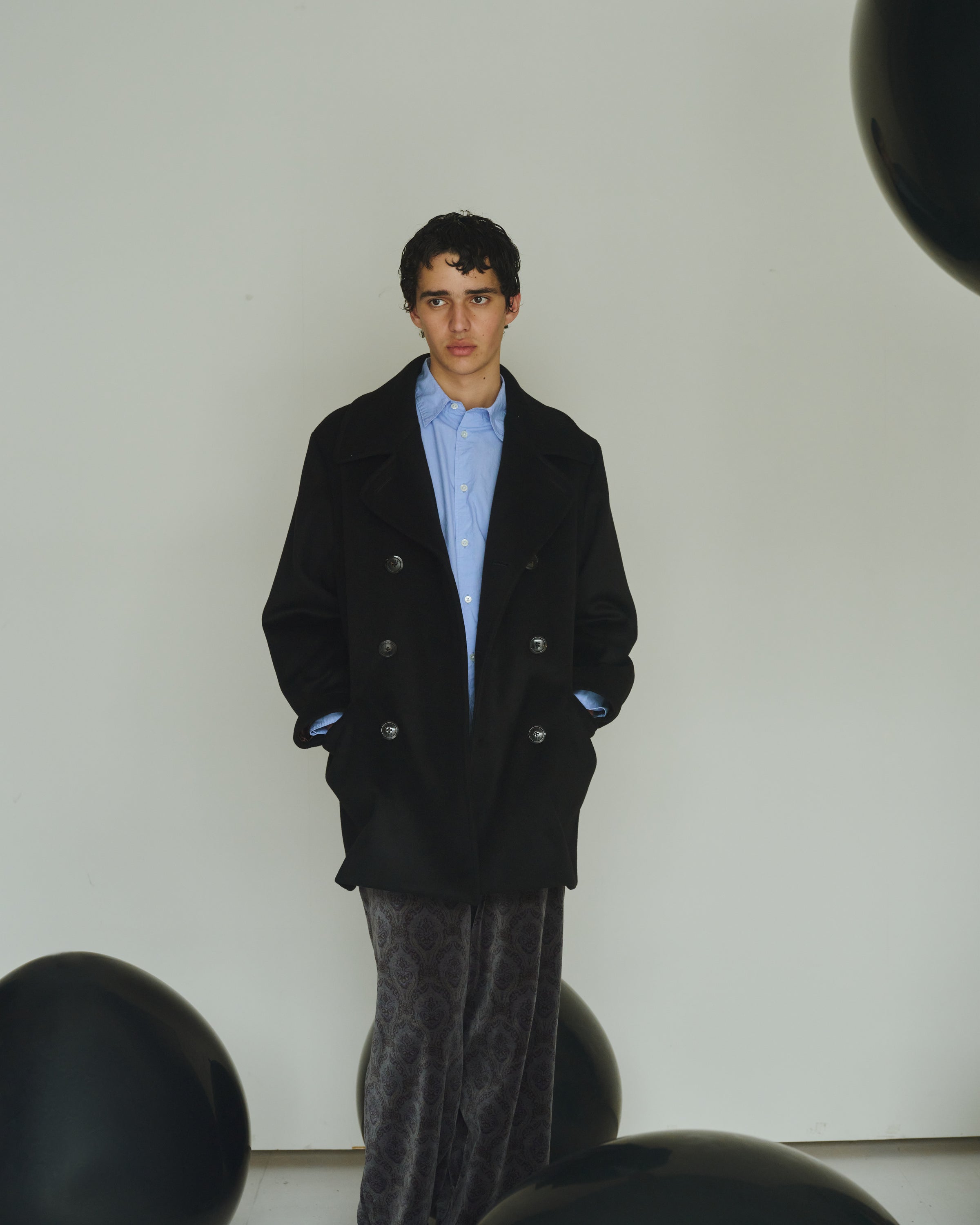 ウールシルクカシミヤビーバー / ブリッジコート, Black