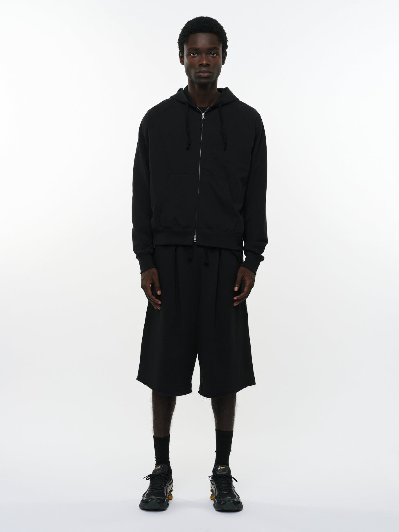 オーガニック超長綿空紡インレイ / ジップパーカ, Black