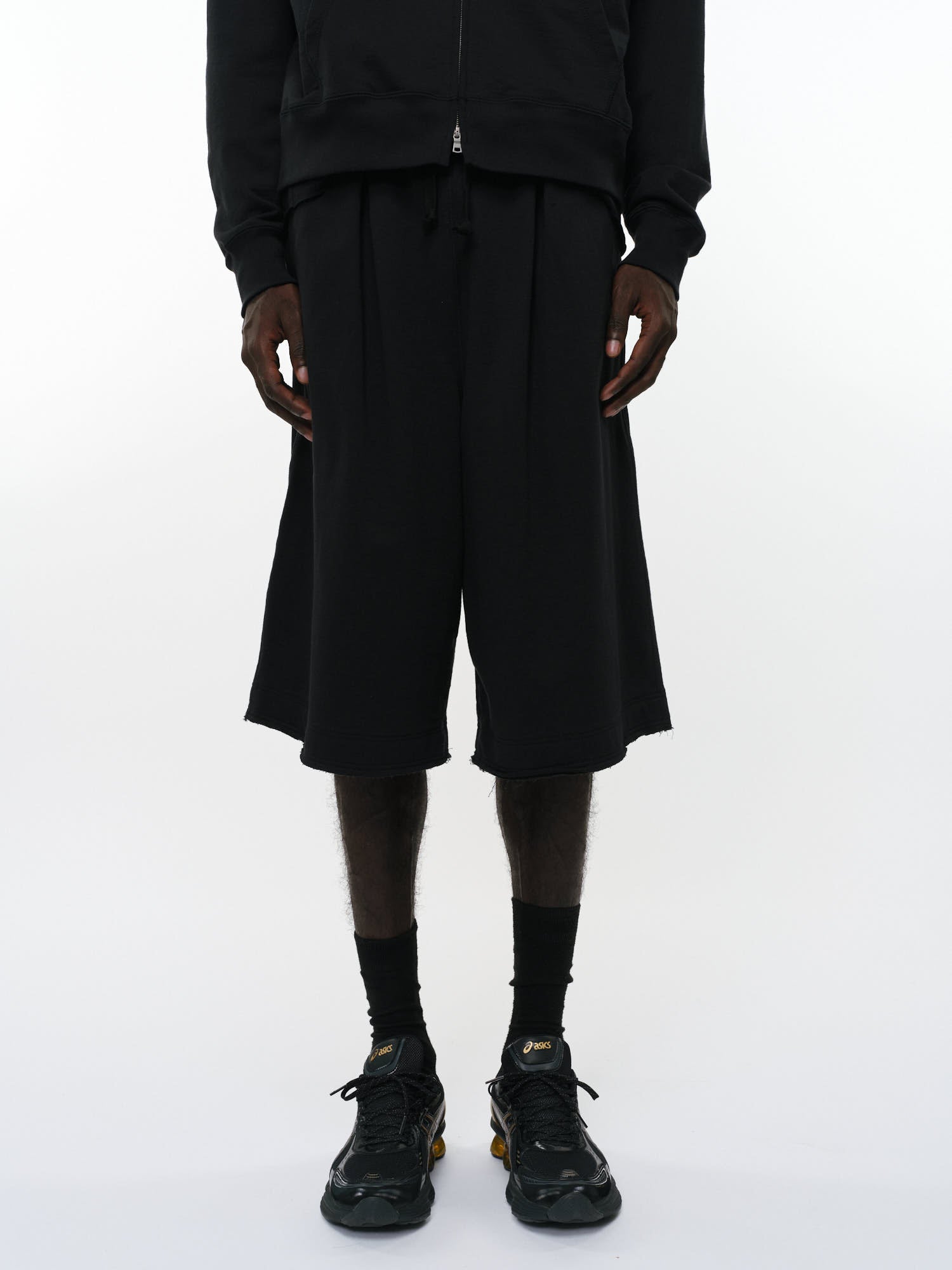 オーガニック超長綿空紡インレイ / ワイドクロップドショーツ, Black