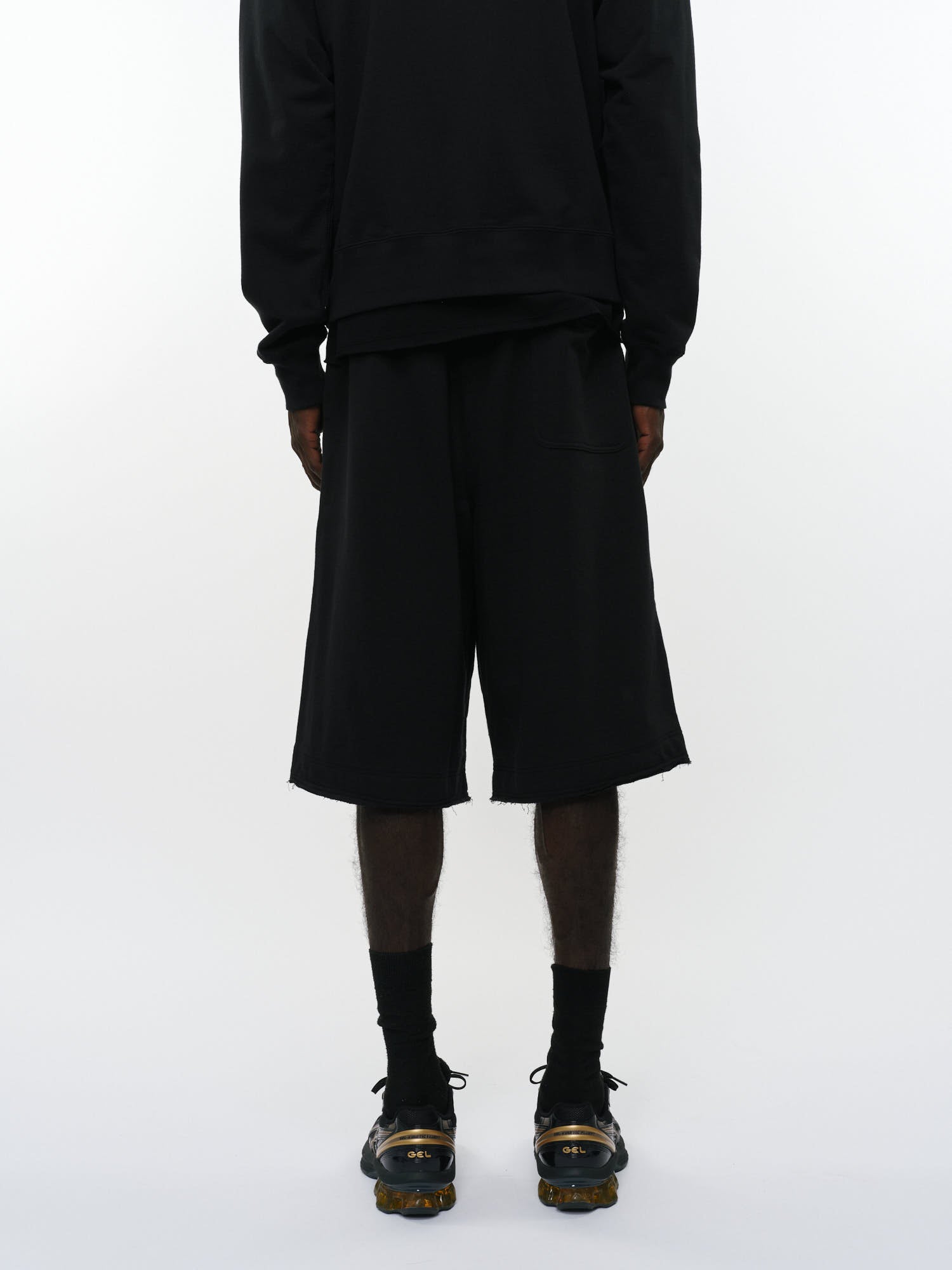 オーガニック超長綿空紡インレイ / ワイドクロップドショーツ, Black