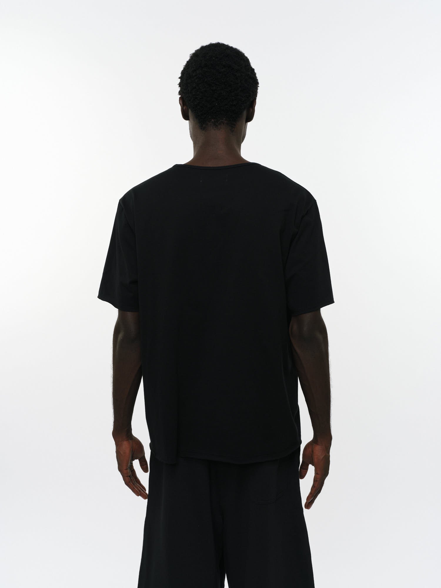 オーガニックコットン40/2天竺 / ナローパイピングTee, Black