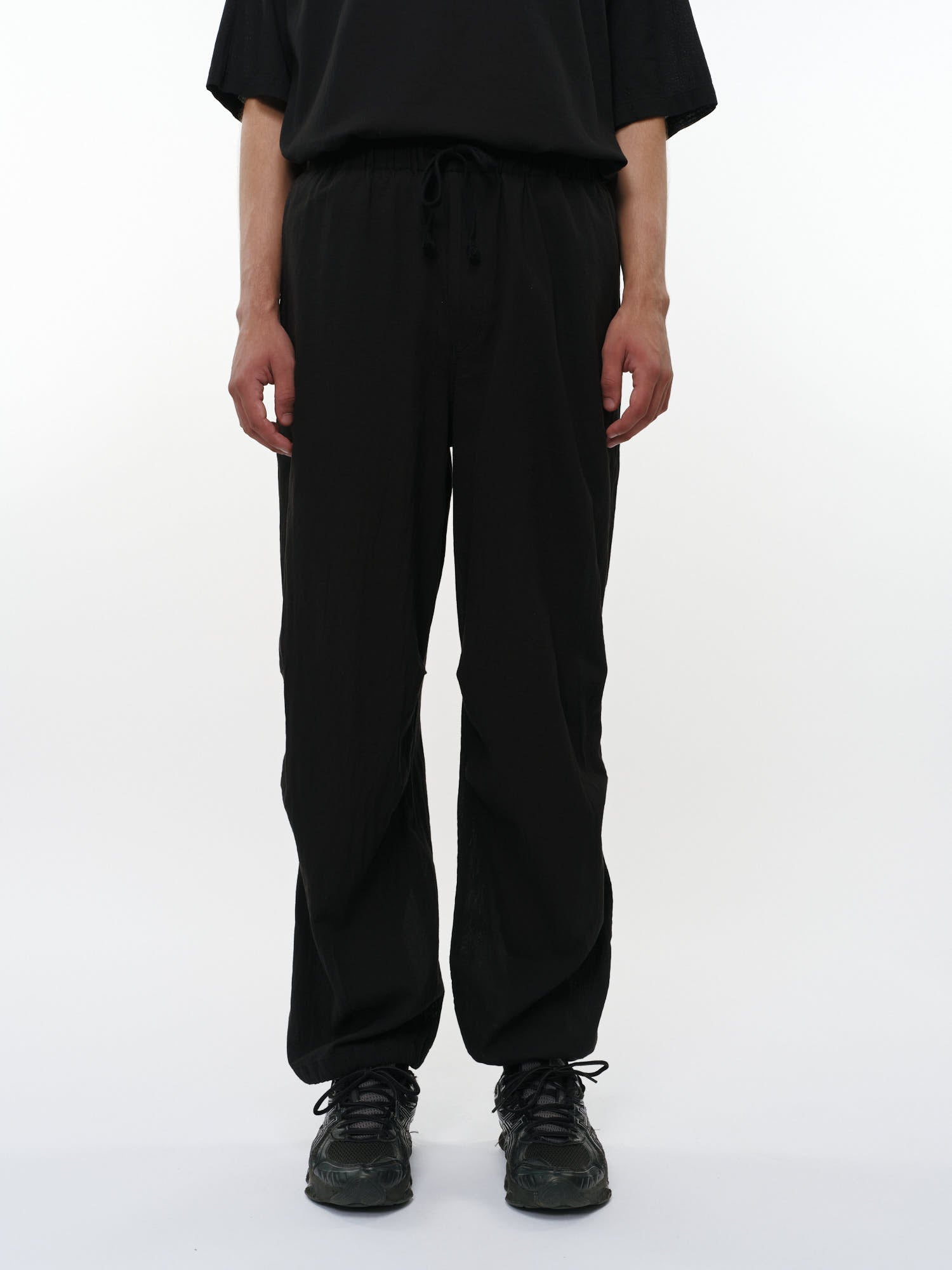 オーガニックコットン強撚ドビークロス / ニータックパンツ, Black