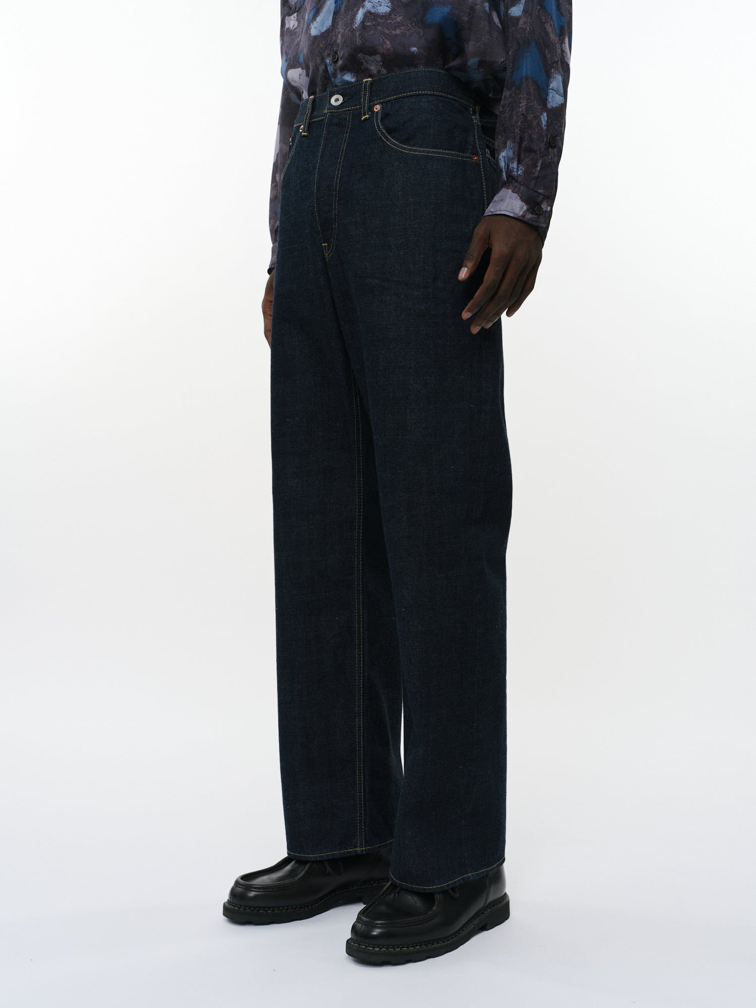 オーガニックコットン13.5ozセルビッチデニム / クリーンシリンダーフィットジーンズ, Indigo O.W