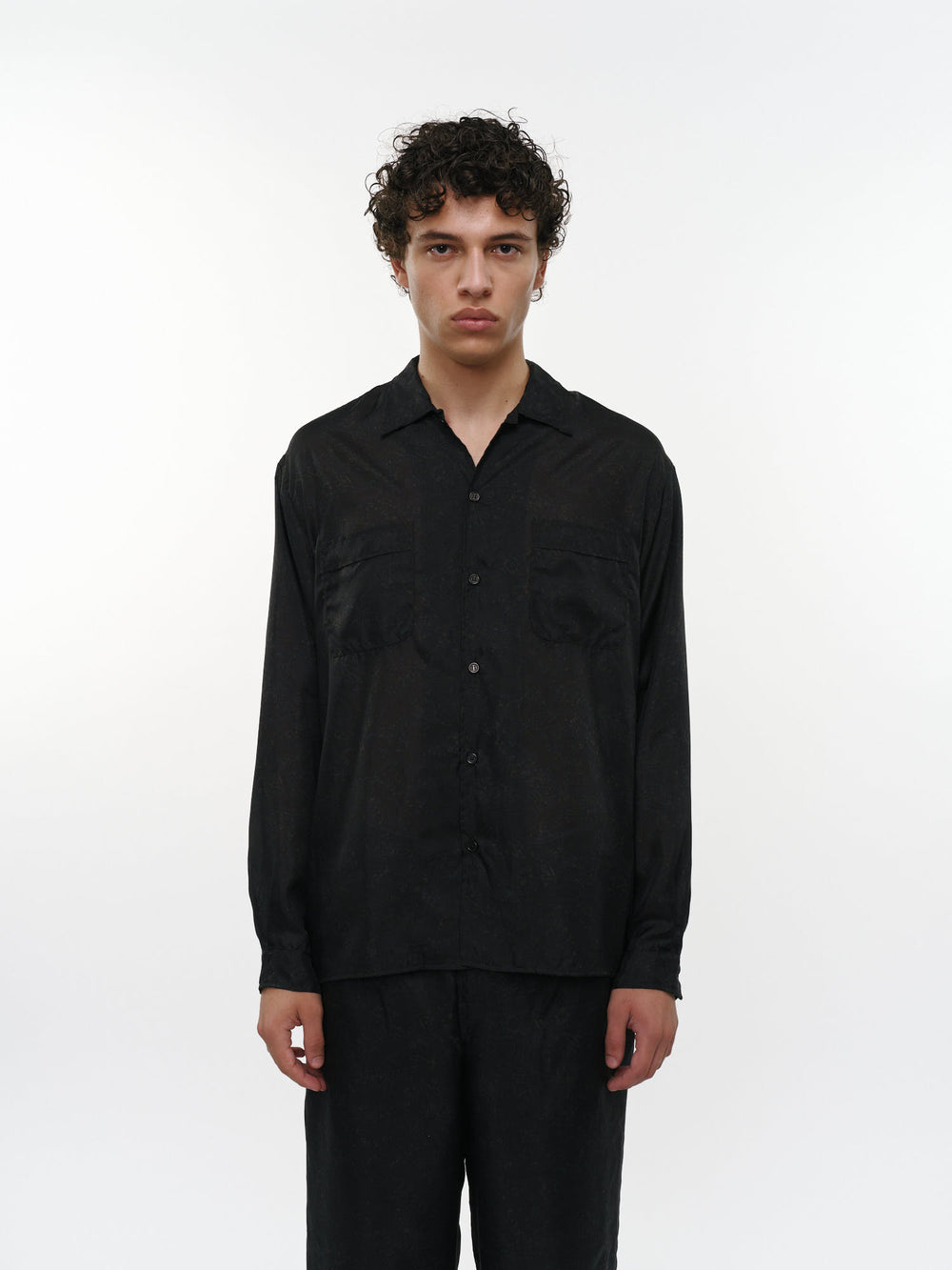 8匁シルク羽二重 / シルクオープンカラーL/Sシャツ, Paisley