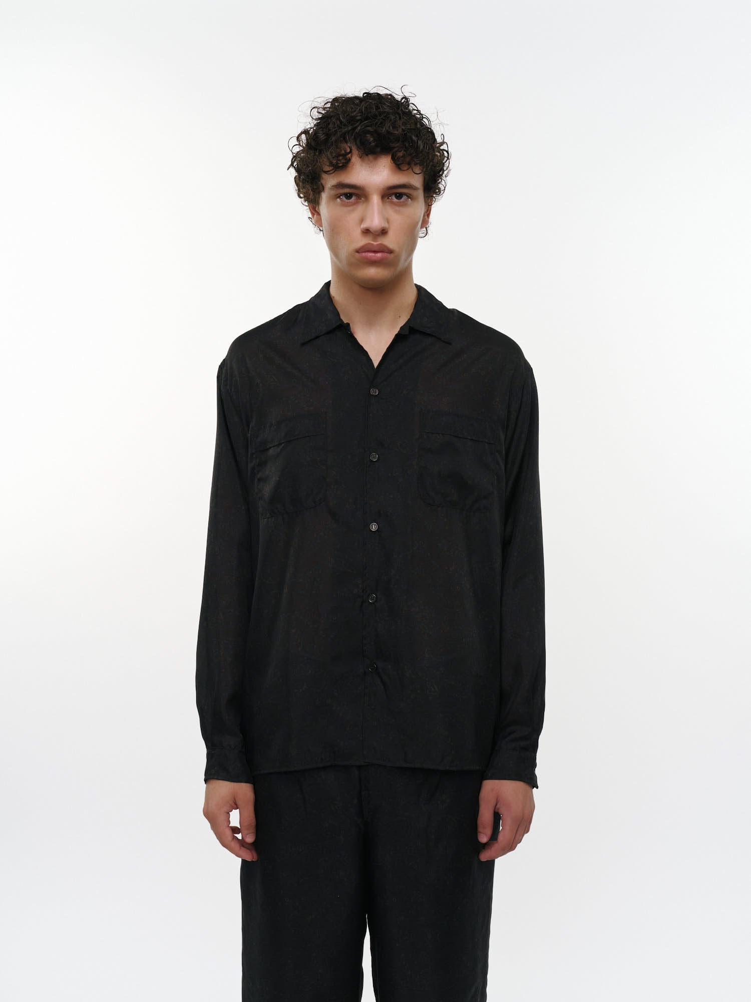 8匁シルク羽二重 / シルクオープンカラーL/Sシャツ, Paisley