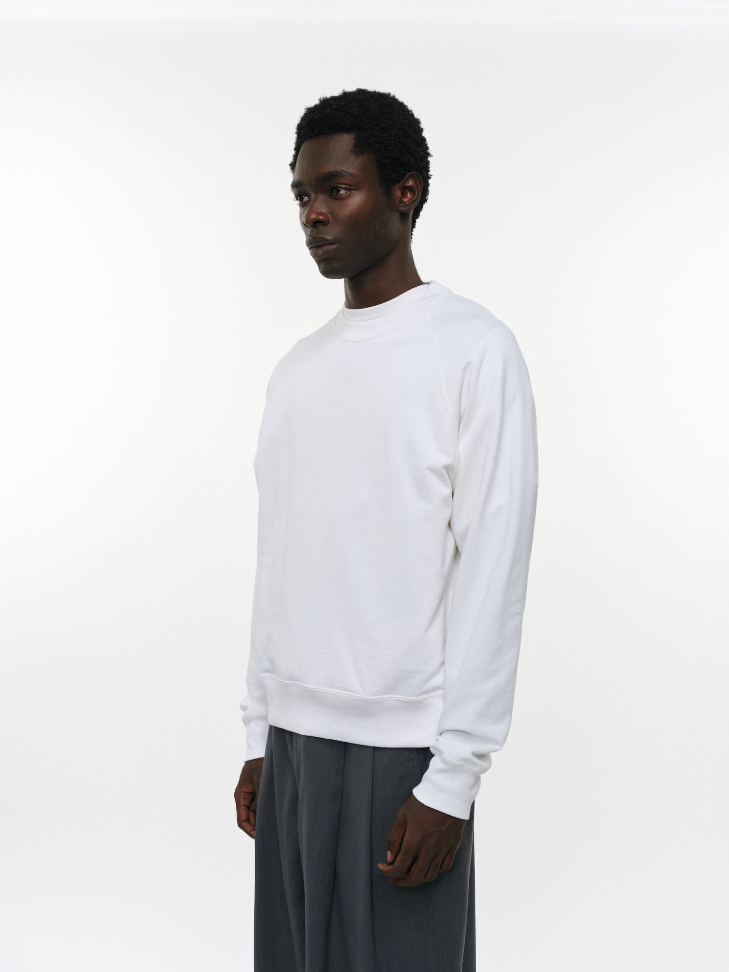 オーガニック超長綿空紡インレイ / ラグランクルーネック, White