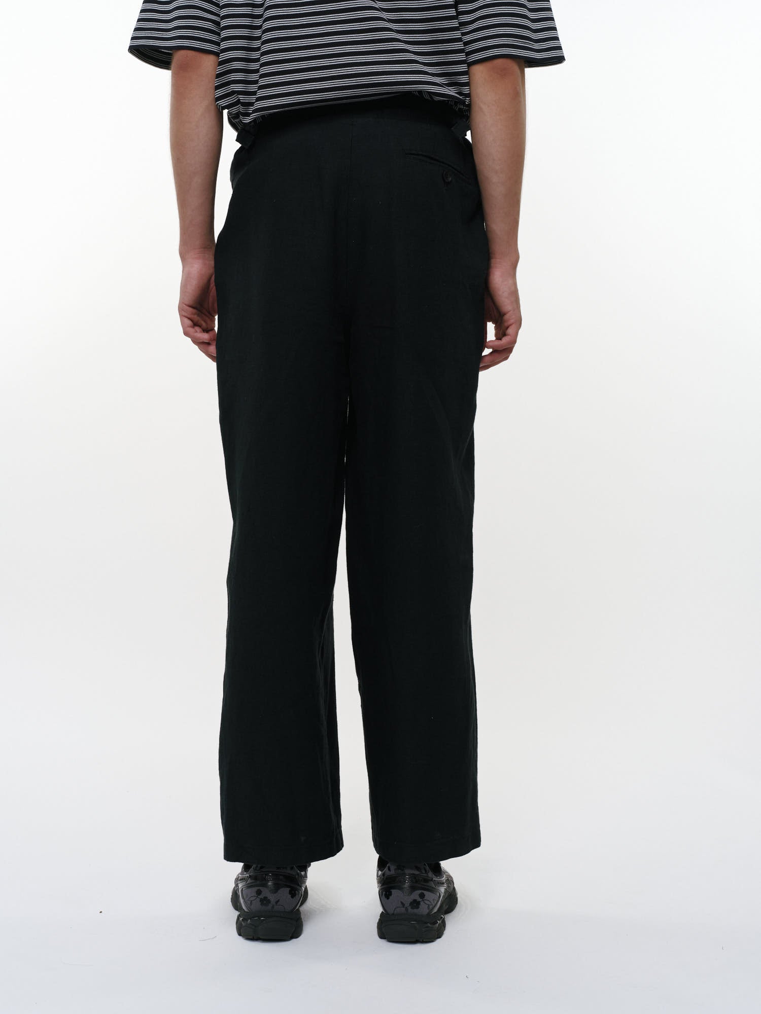 リネンキャンバス / ツータックミリタリートラウザーズ, Black