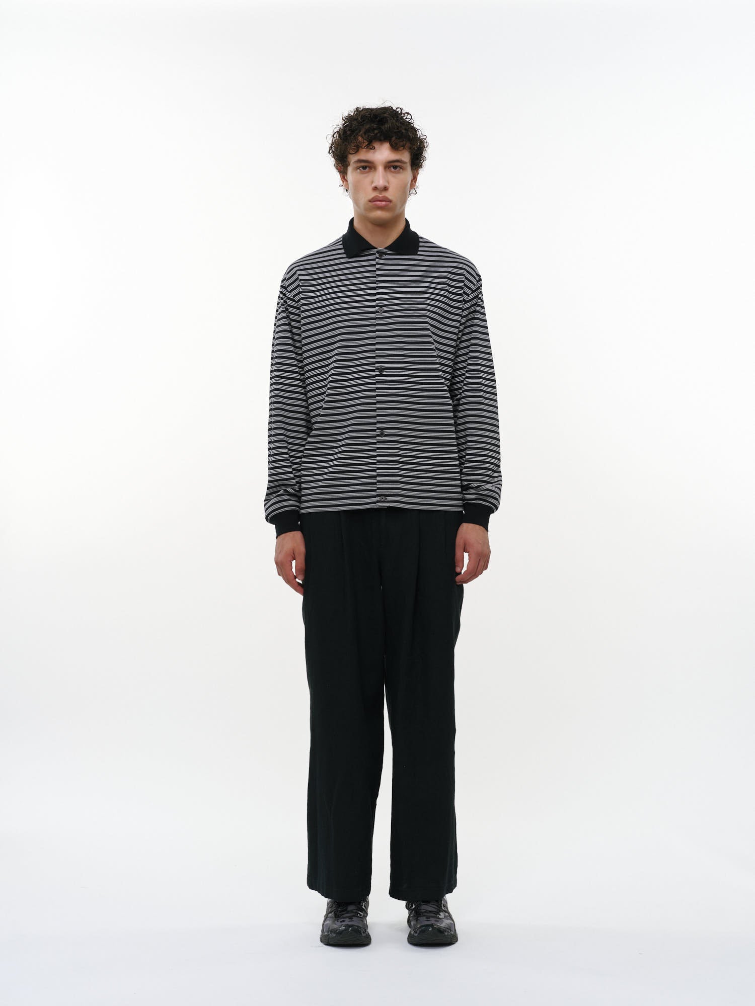 オーガニックコットン強燃ドライカノコ / シャツカーディガン, Black Border