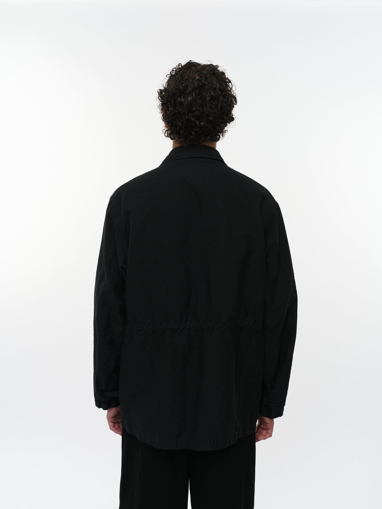 リネンオーガニックコットンシルクライトモールスキン / ミリタリージャケット, Black