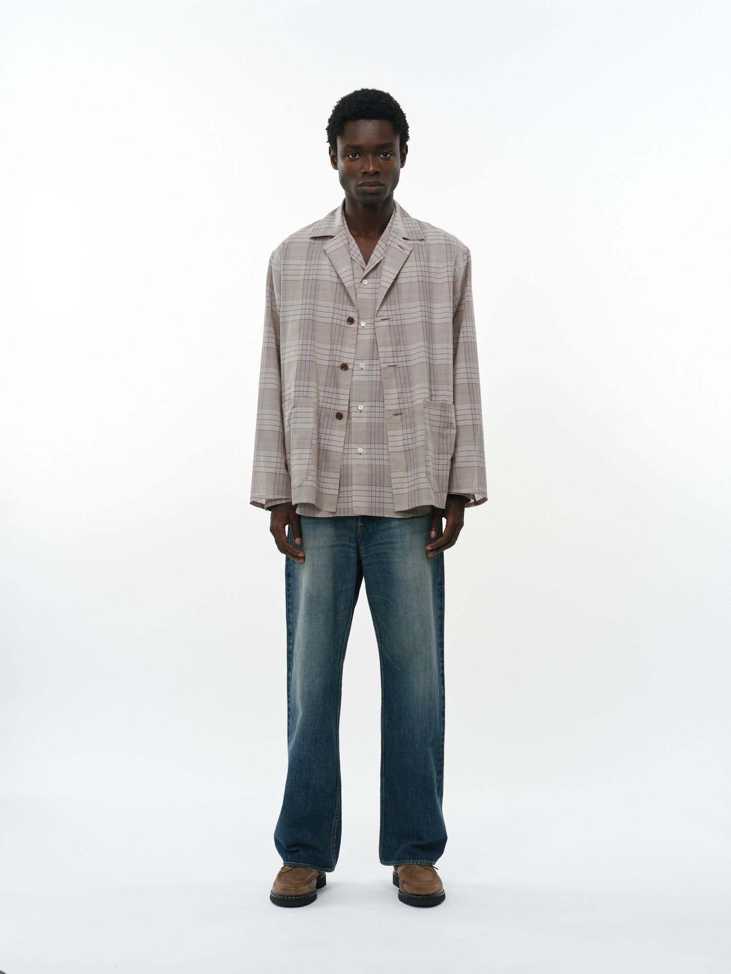 オーガニックコットン強撚チェックローン / カバーオールシャツ, Sage Check