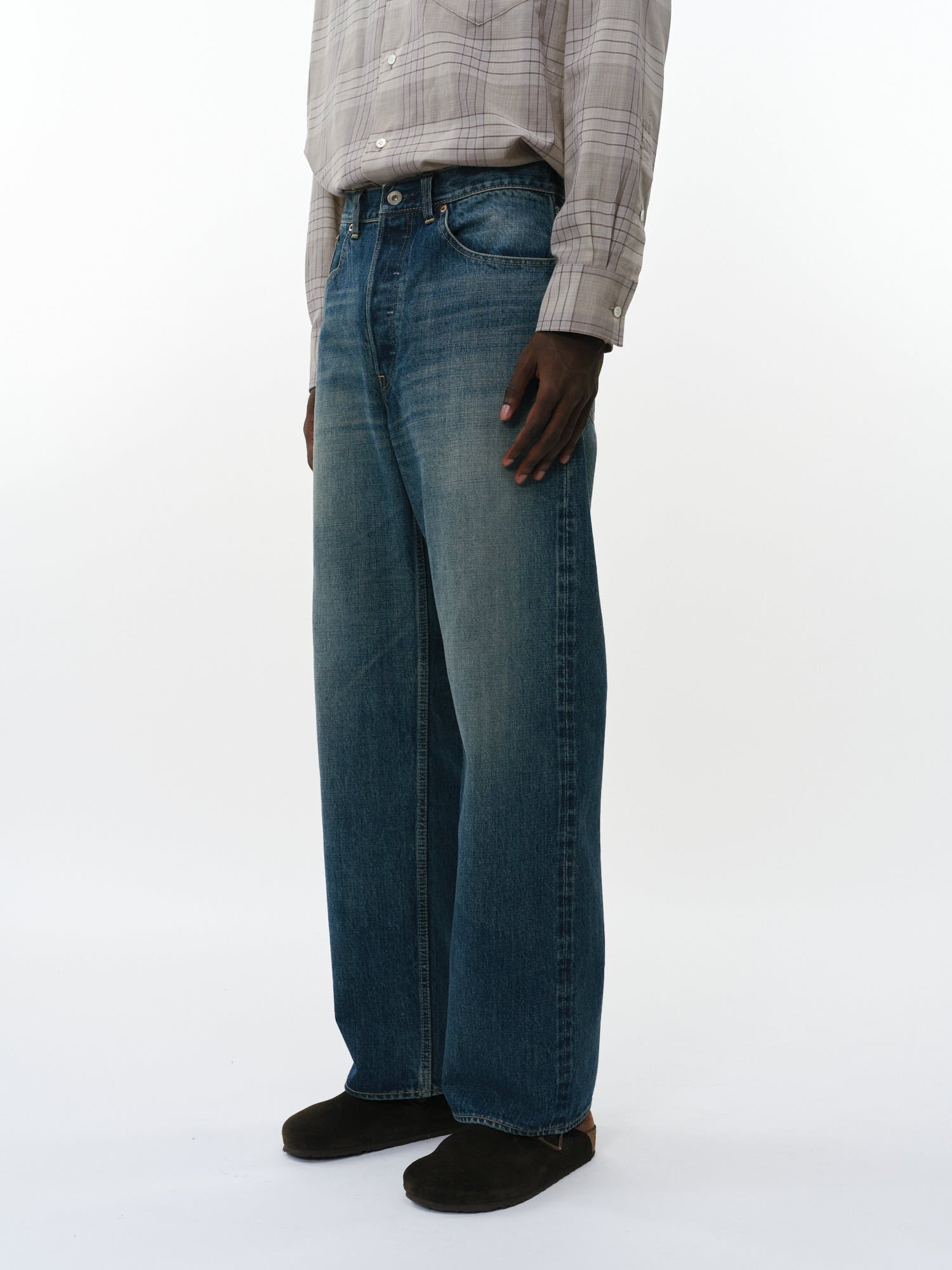 オーガニックコットン13.5ozセルビッチデニム / クリーンシリンダーフィットジーンズ, Indigo V.W