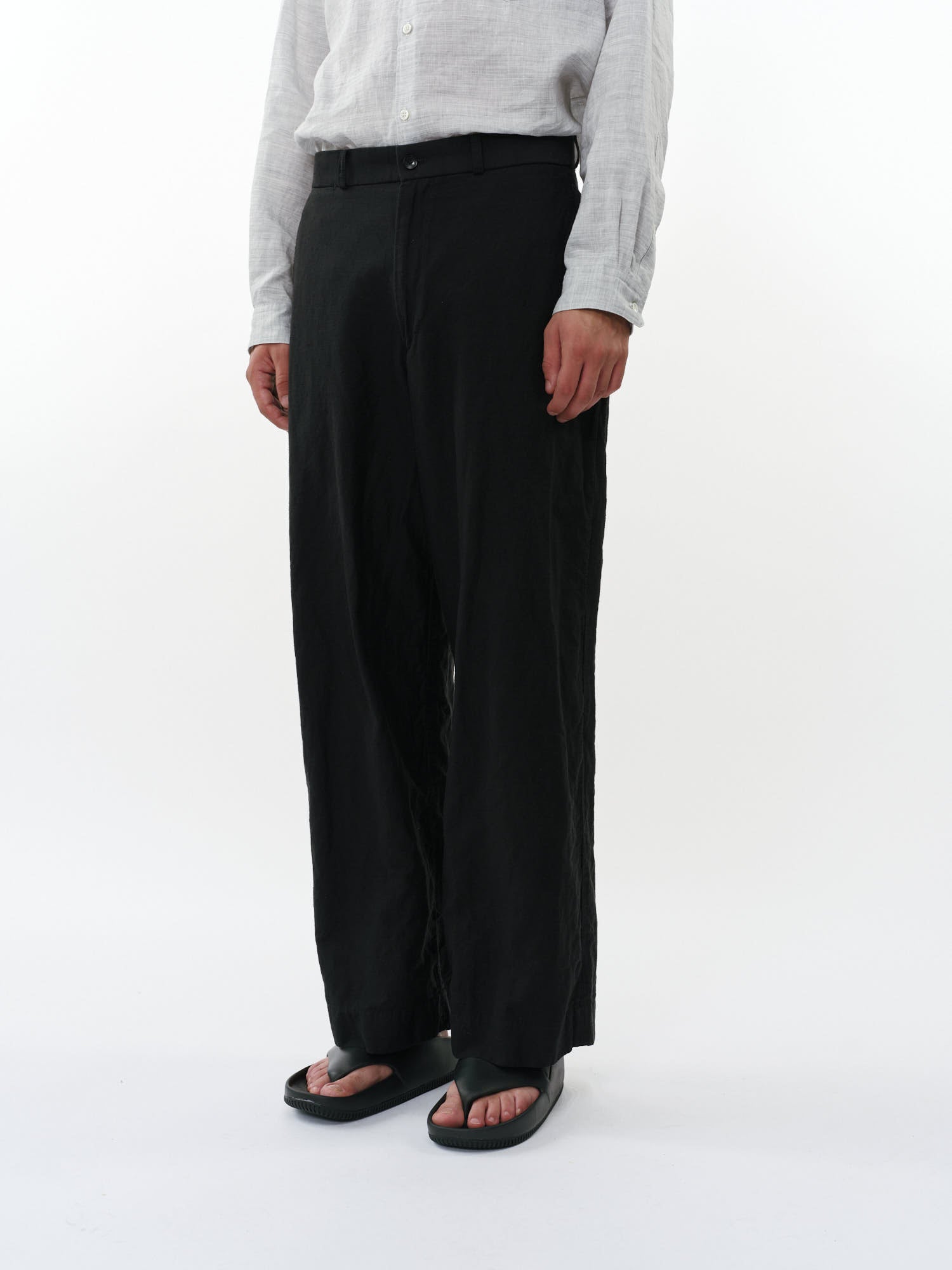 リネンオーガニックコットンシルクライトモールスキン / ミリタリースラックス, Black