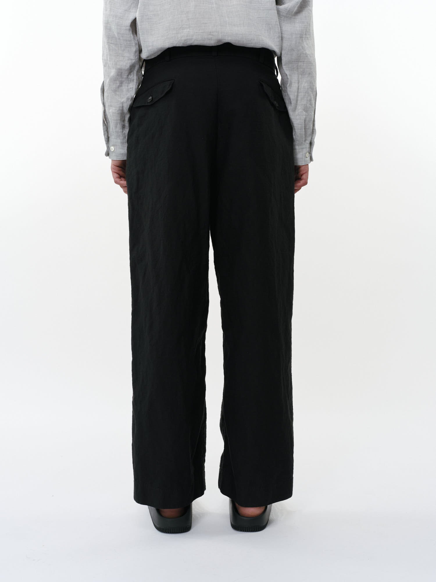 リネンオーガニックコットンシルクライトモールスキン / ミリタリースラックス, Black