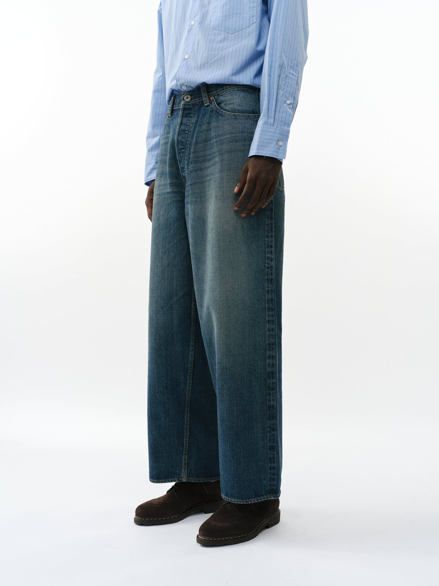 オーガニックコットン13.5ozセルビッチデニム / バギージーンズ, Indigo V.W