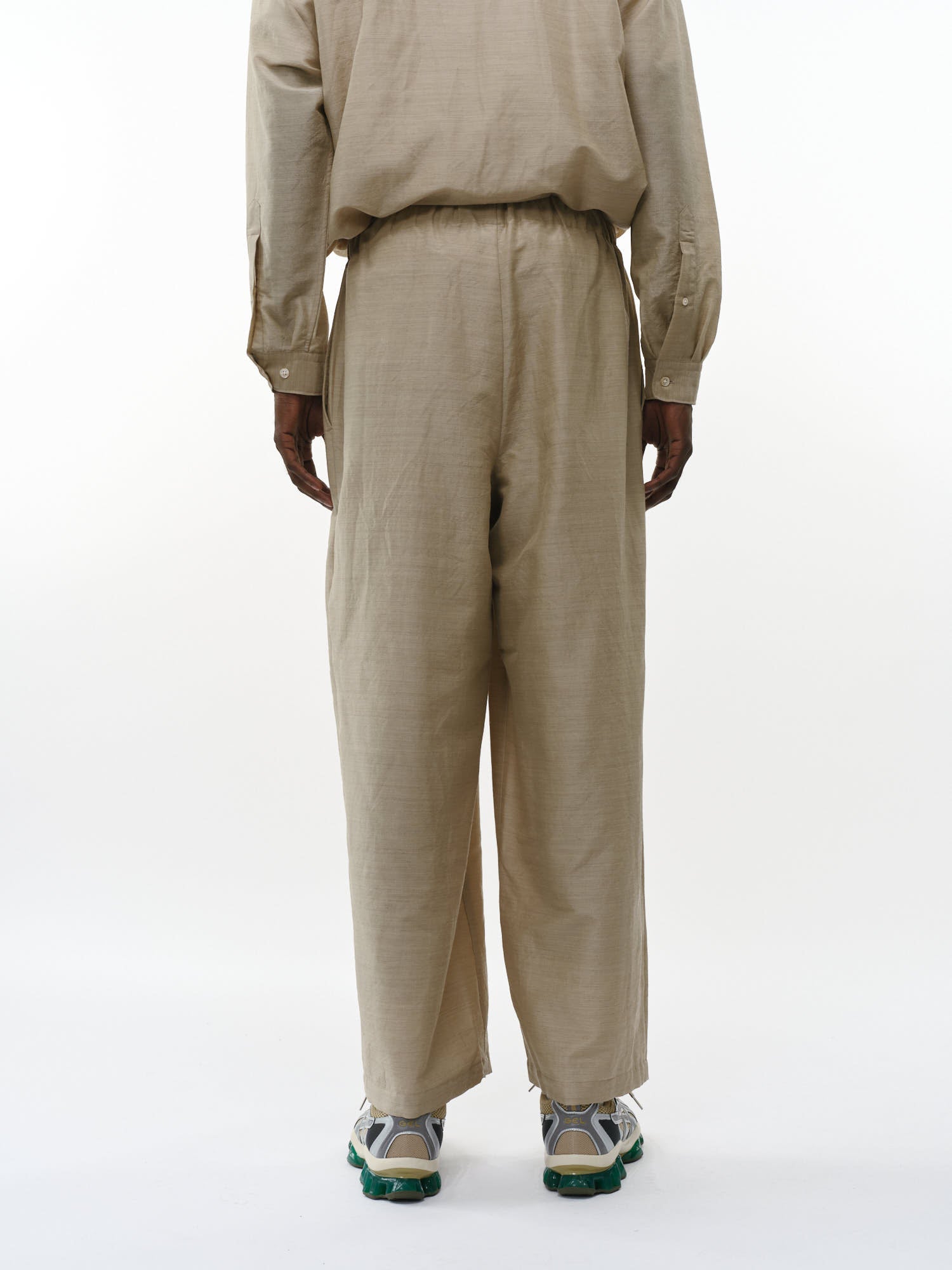 ウールシルクフェザークロス / ワイドシリンダーフィットイージーパンツ, Top Beige